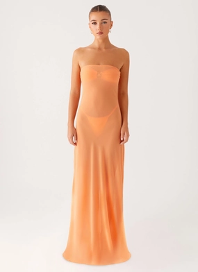 Layered Comfort Wear Mattie Strapless Maxi Dress - Orange