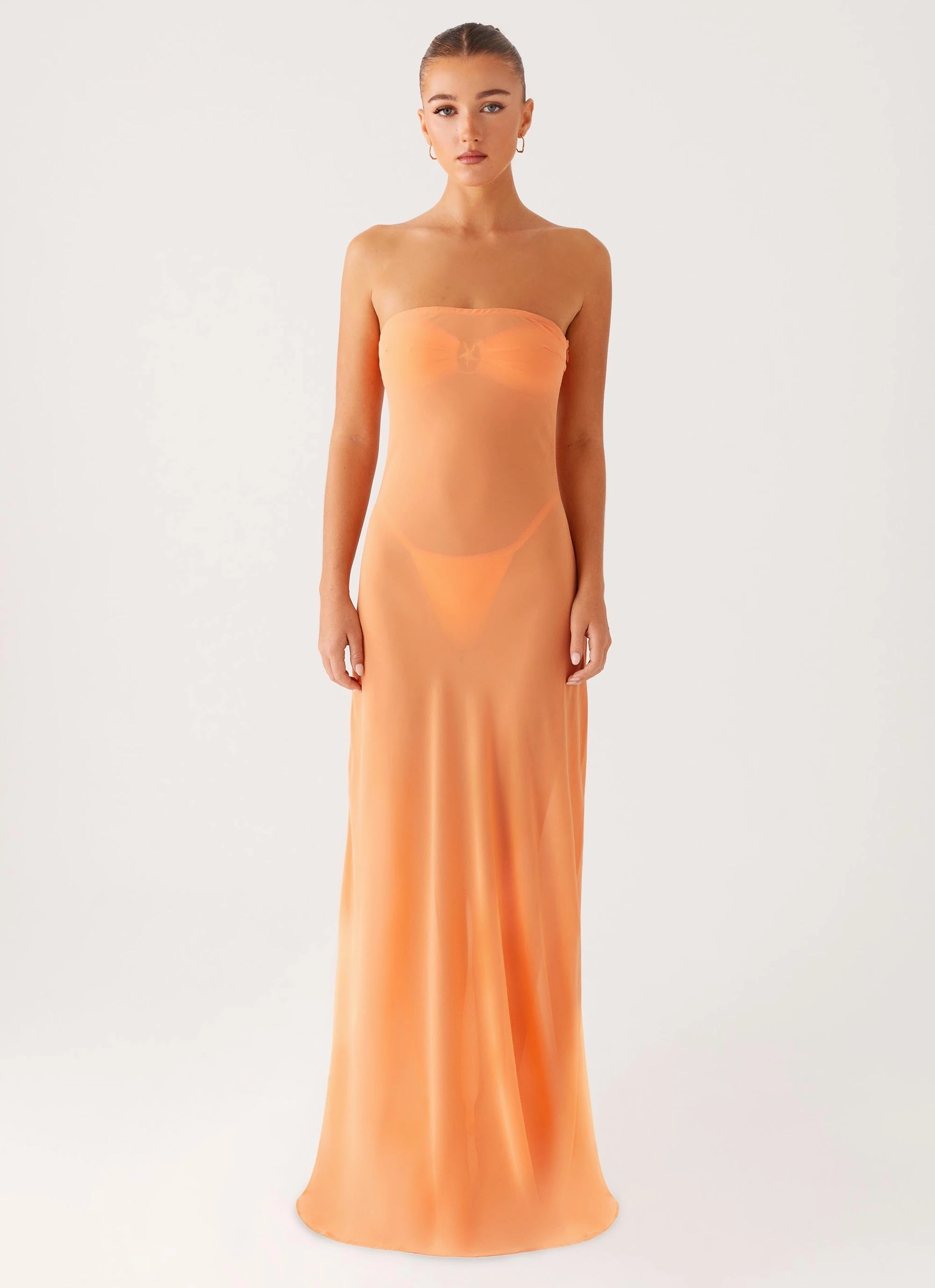 Layered Comfort Wear Mattie Strapless Maxi Dress - Orange