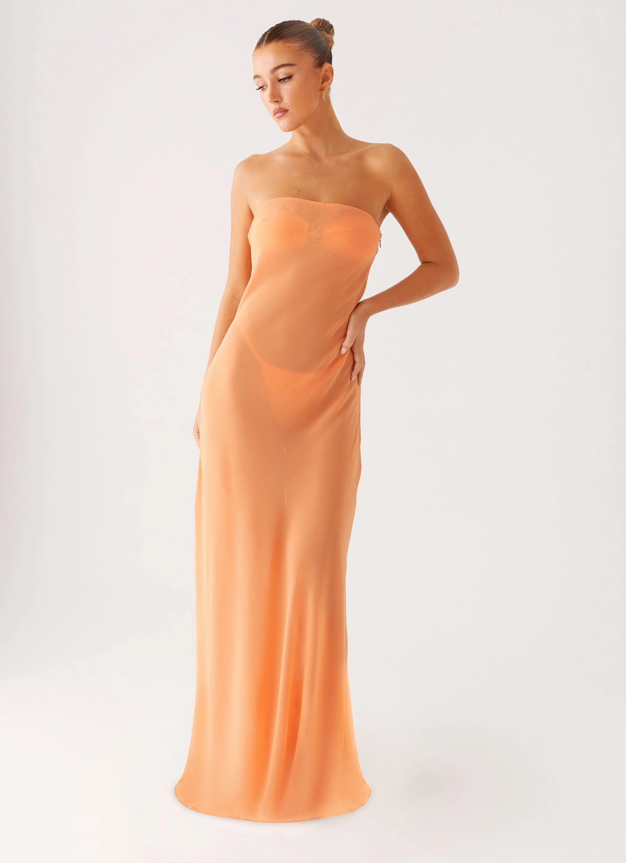 Daily Mood Travel Fit Mattie Strapless Maxi Dress - Orange