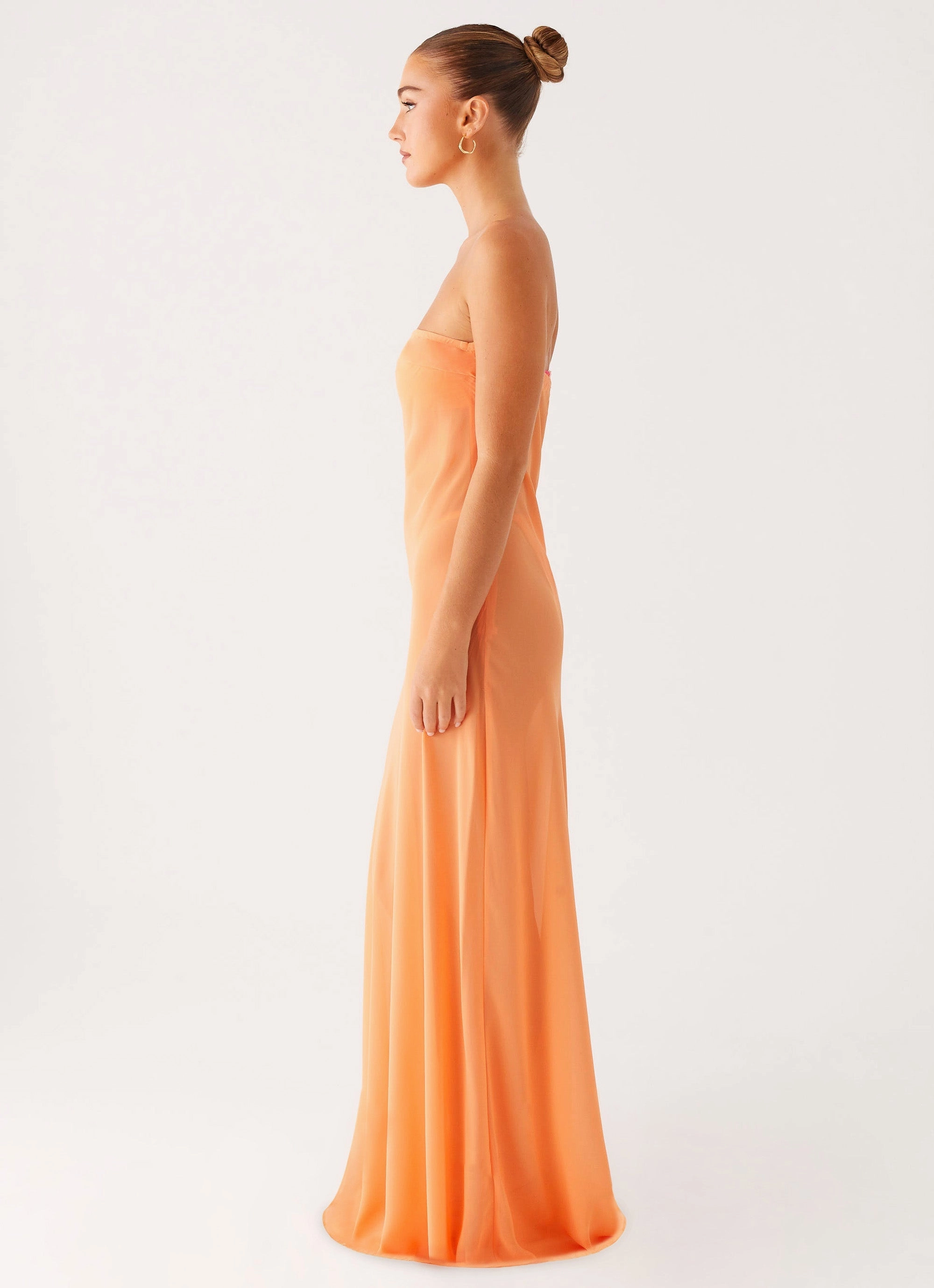 Mattie Strapless Maxi Dress - Orange Buckle-Detail