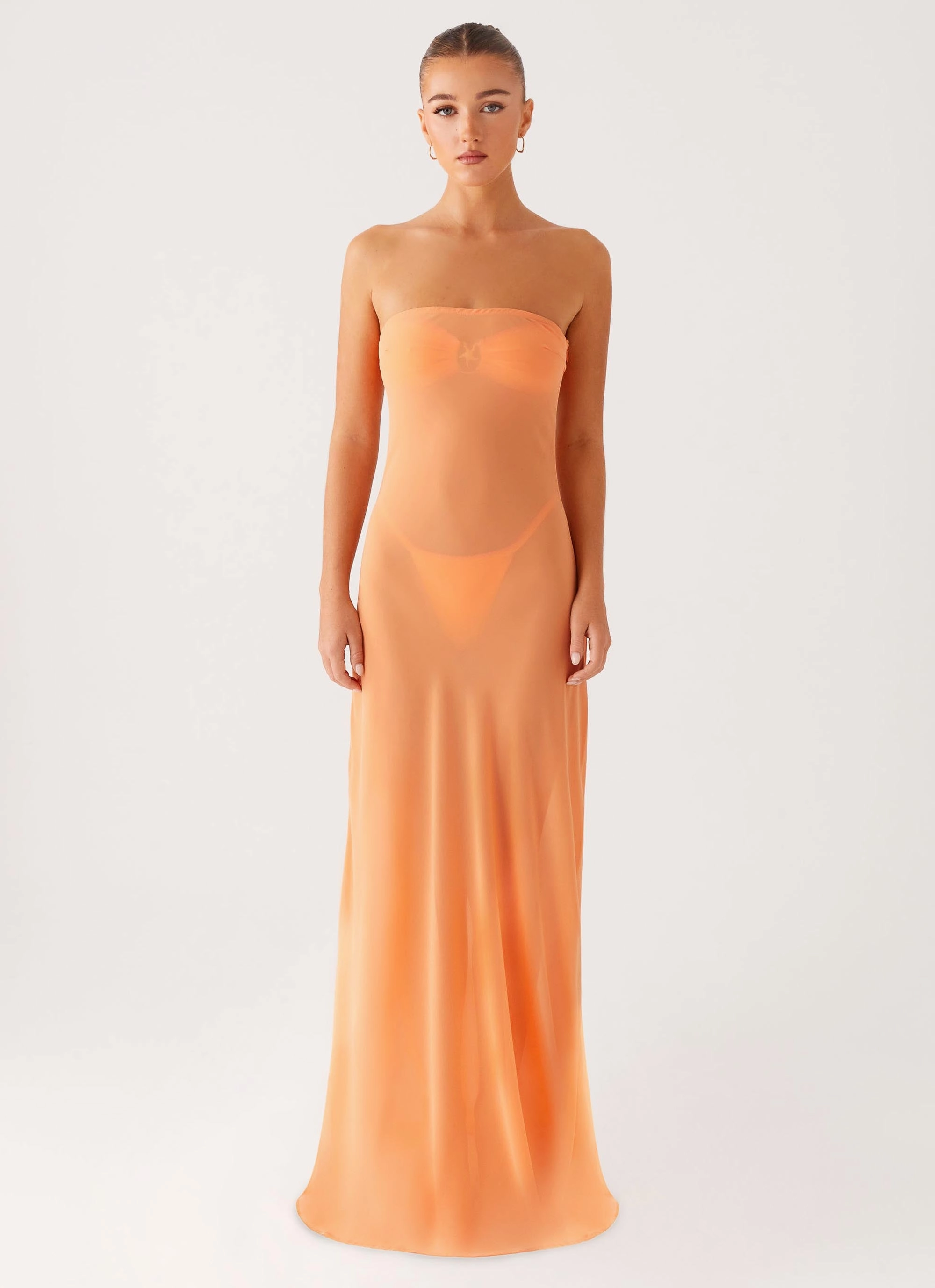 Mattie Strapless Maxi Dress - Orange Artistic Edge soft elegance