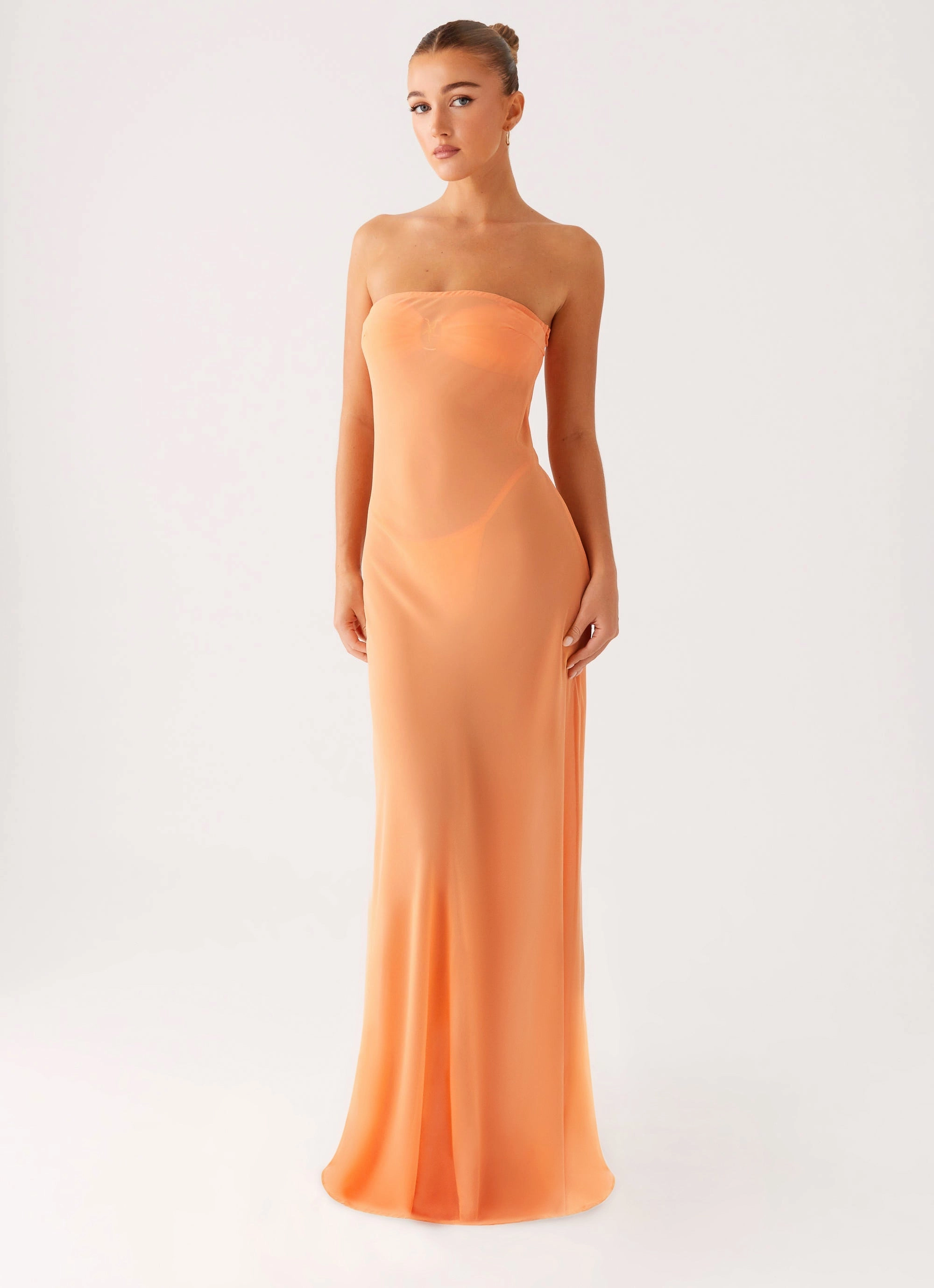 Mattie Strapless Maxi Dress - Orange Cocktail Ready