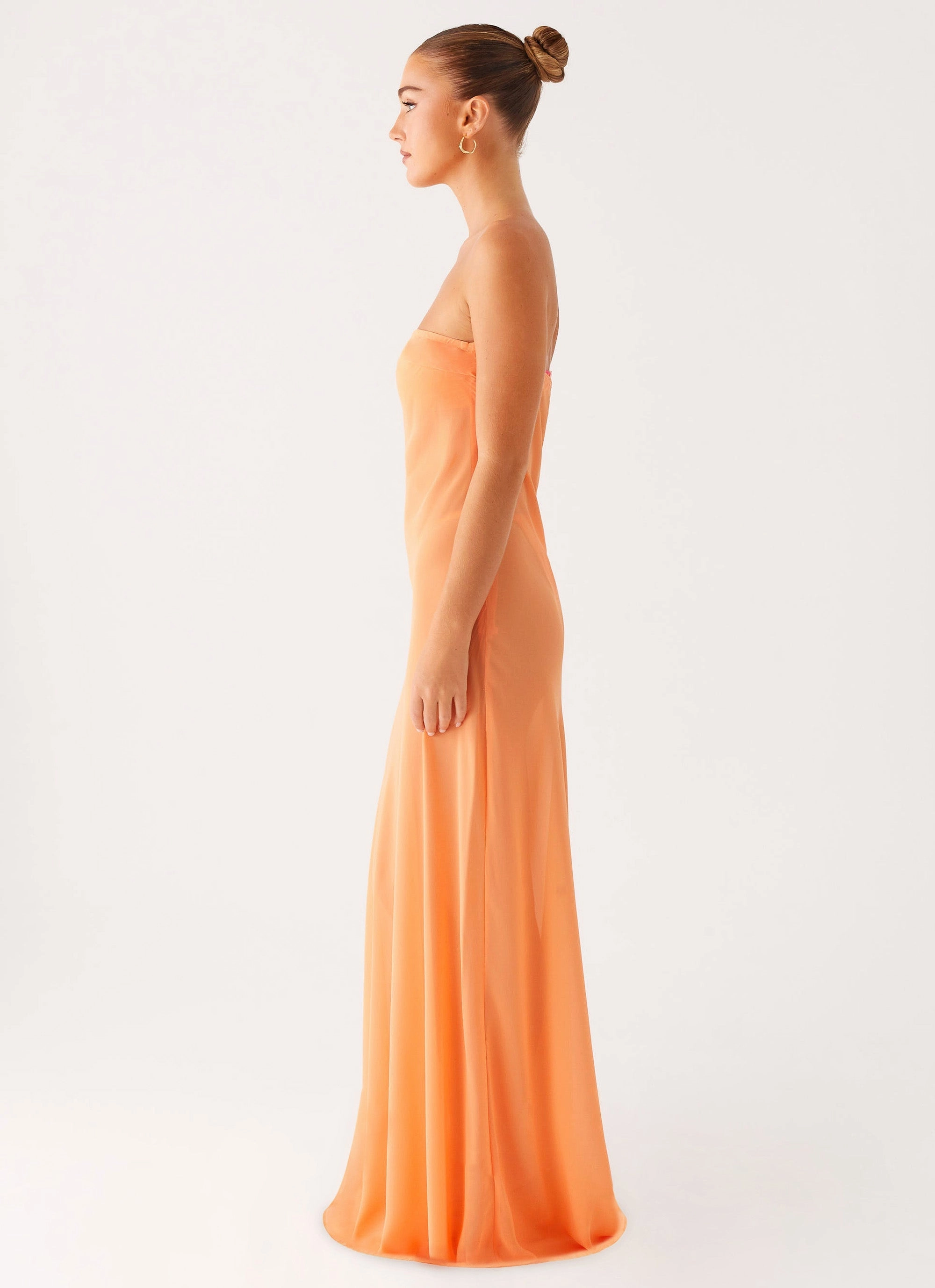 Mattie Strapless Maxi Dress - Orange Elegant Layers