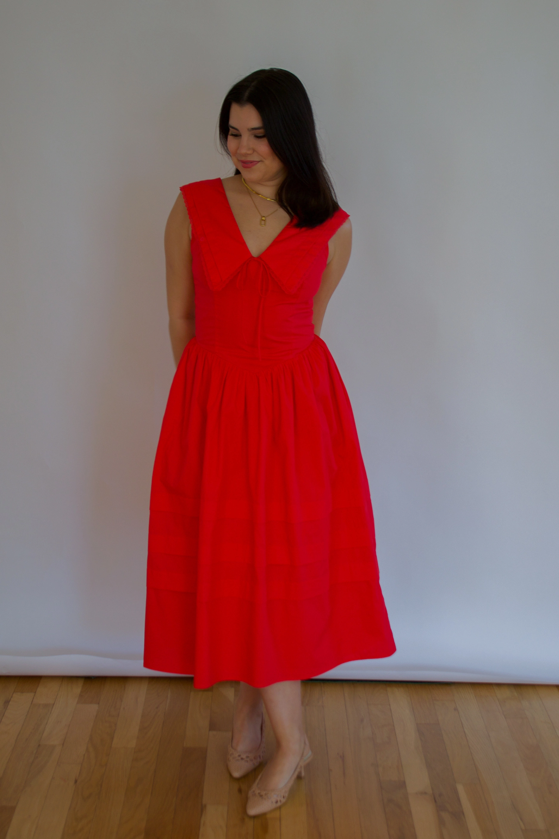 Sailor Collar Midi Dress - Poppy Work or Play