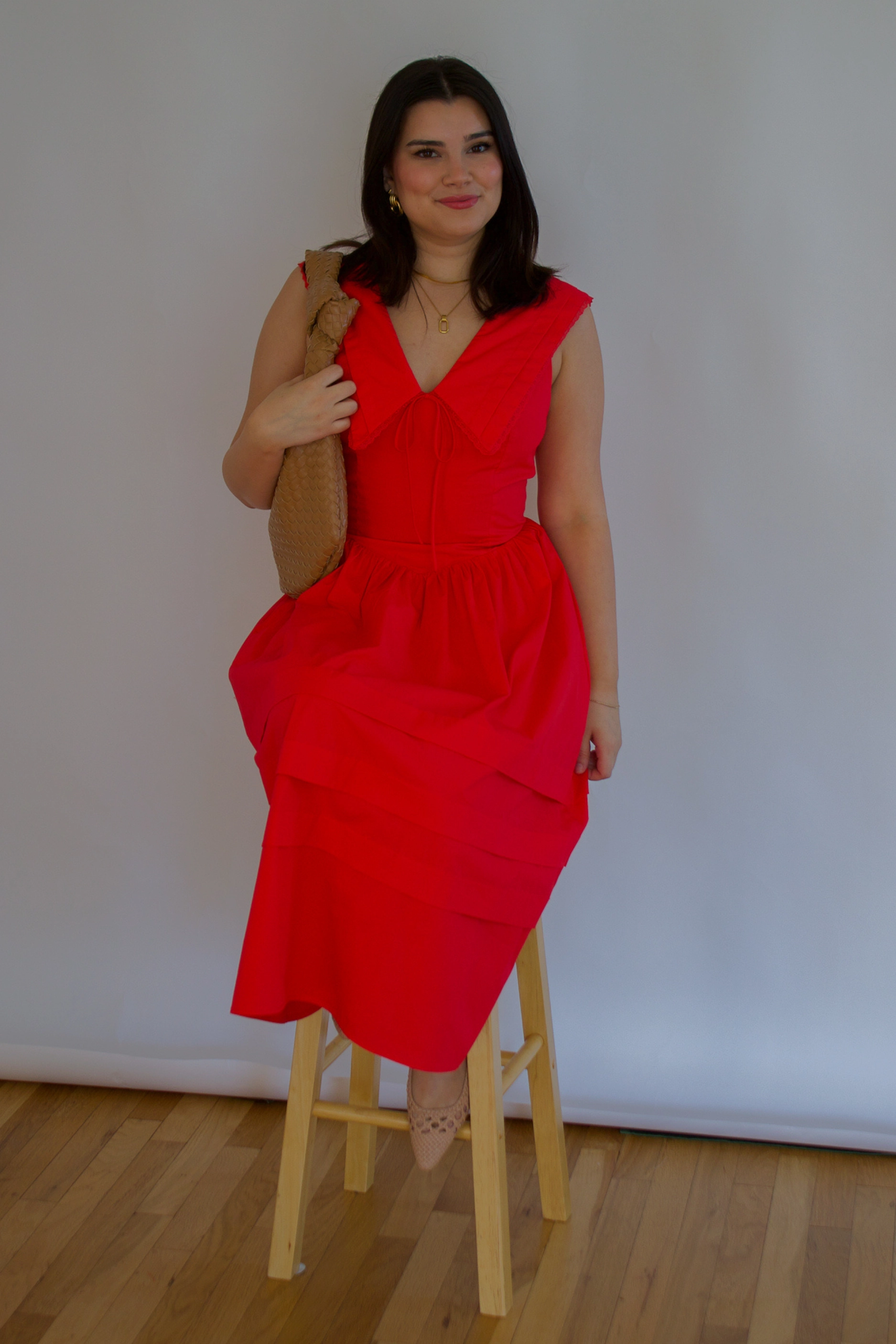 Sailor Collar Midi Dress - Poppy Flattering Design