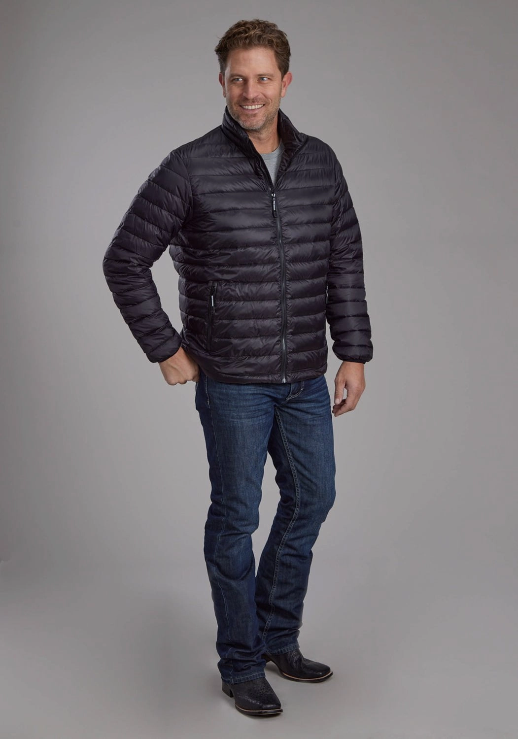 Water Resistant Shell Roper Mens Down Proof Coated Black 100% Nylon Insulated Jacket