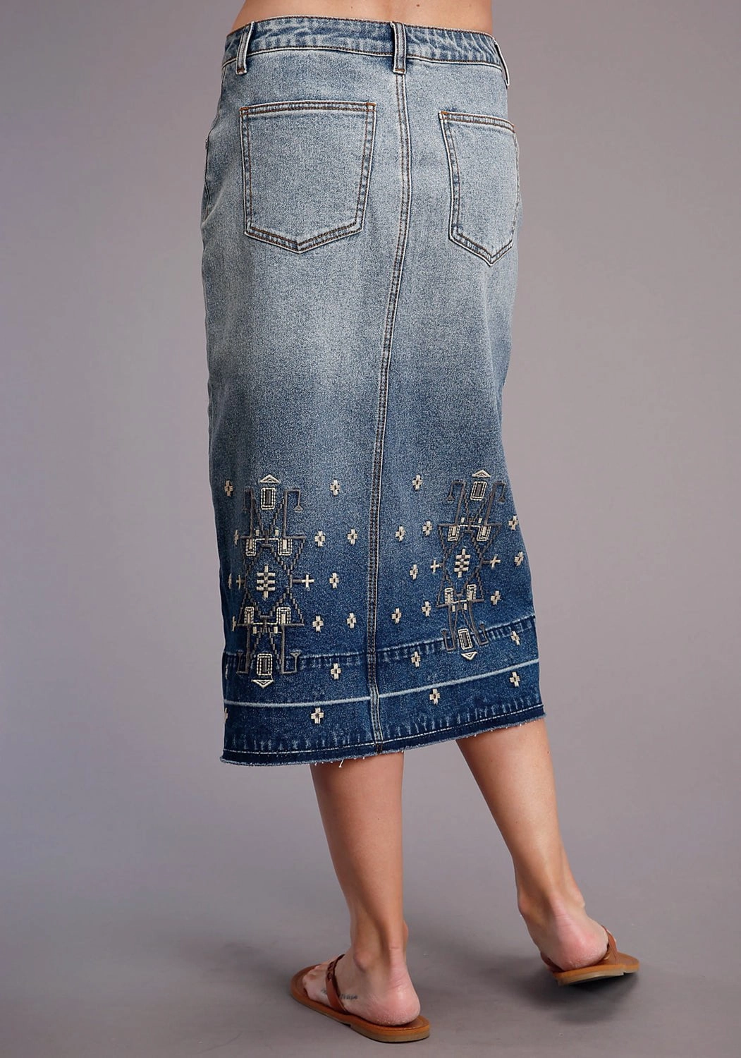 Stetson Womens Blue Cotton Blend 5 Pocket Midi Skirt Modern Edge Statement Fashion