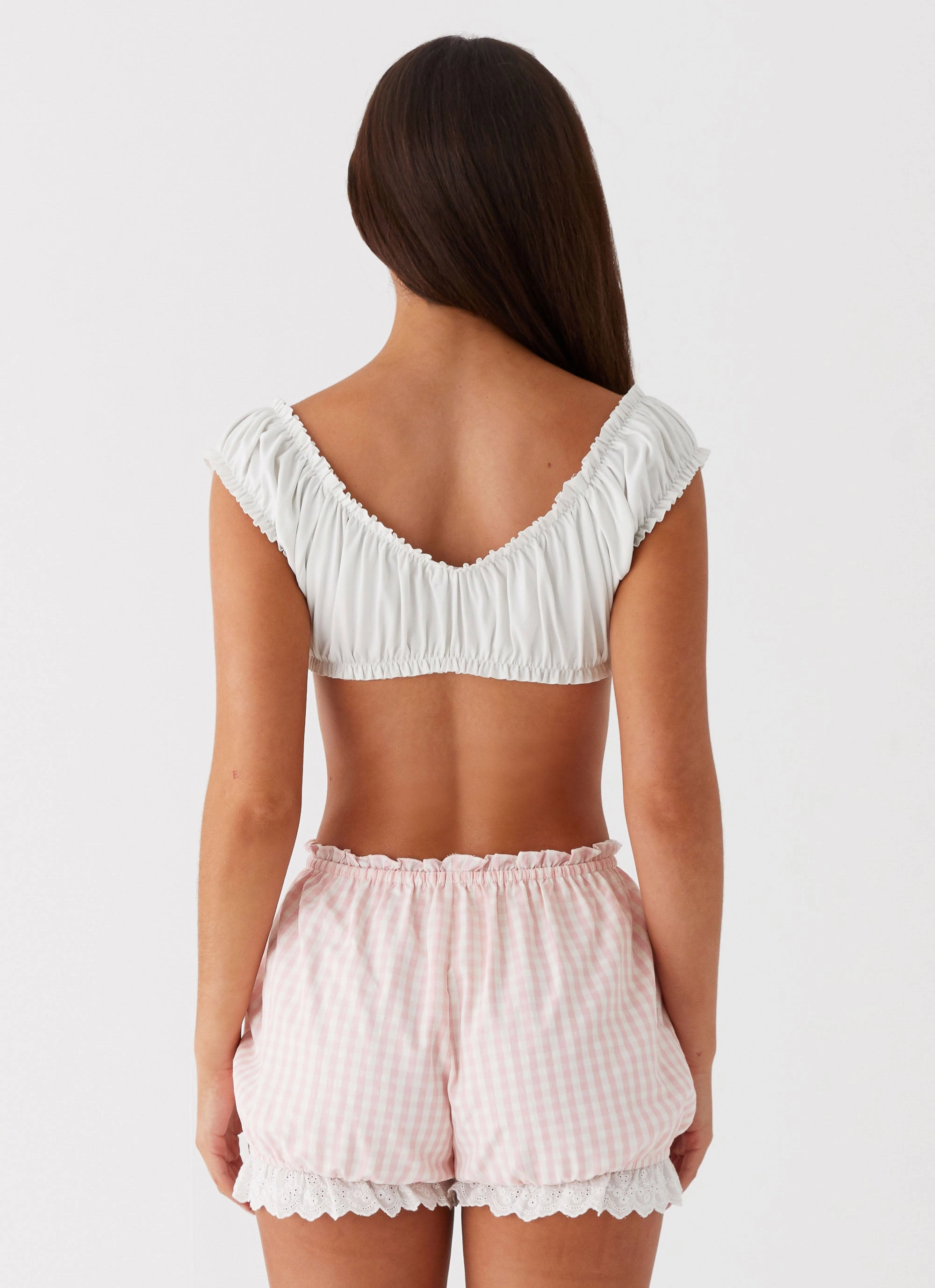 Curved Hem Marcella Crop Top - White