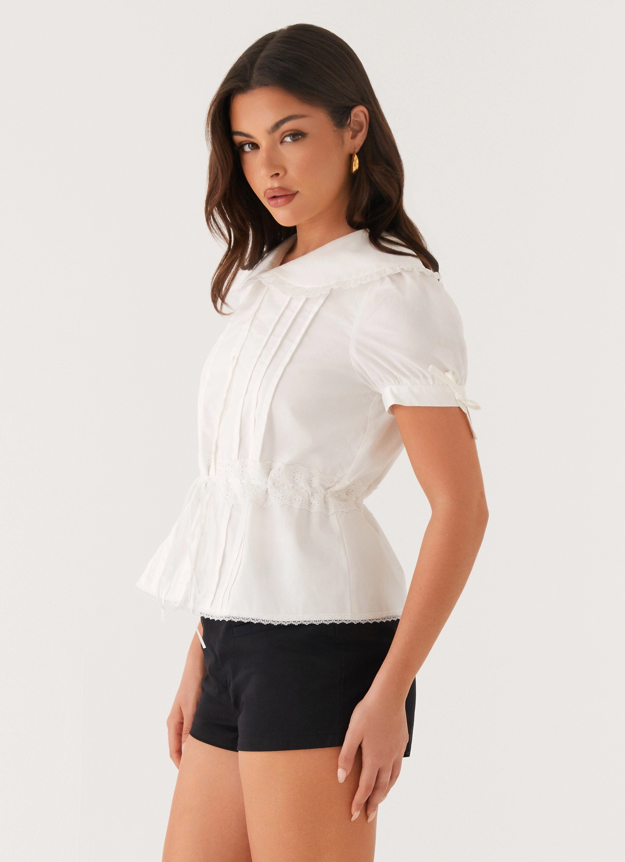 LowMaintenanceMaterial DoubleStitched Hemming Valerie Blouse - White