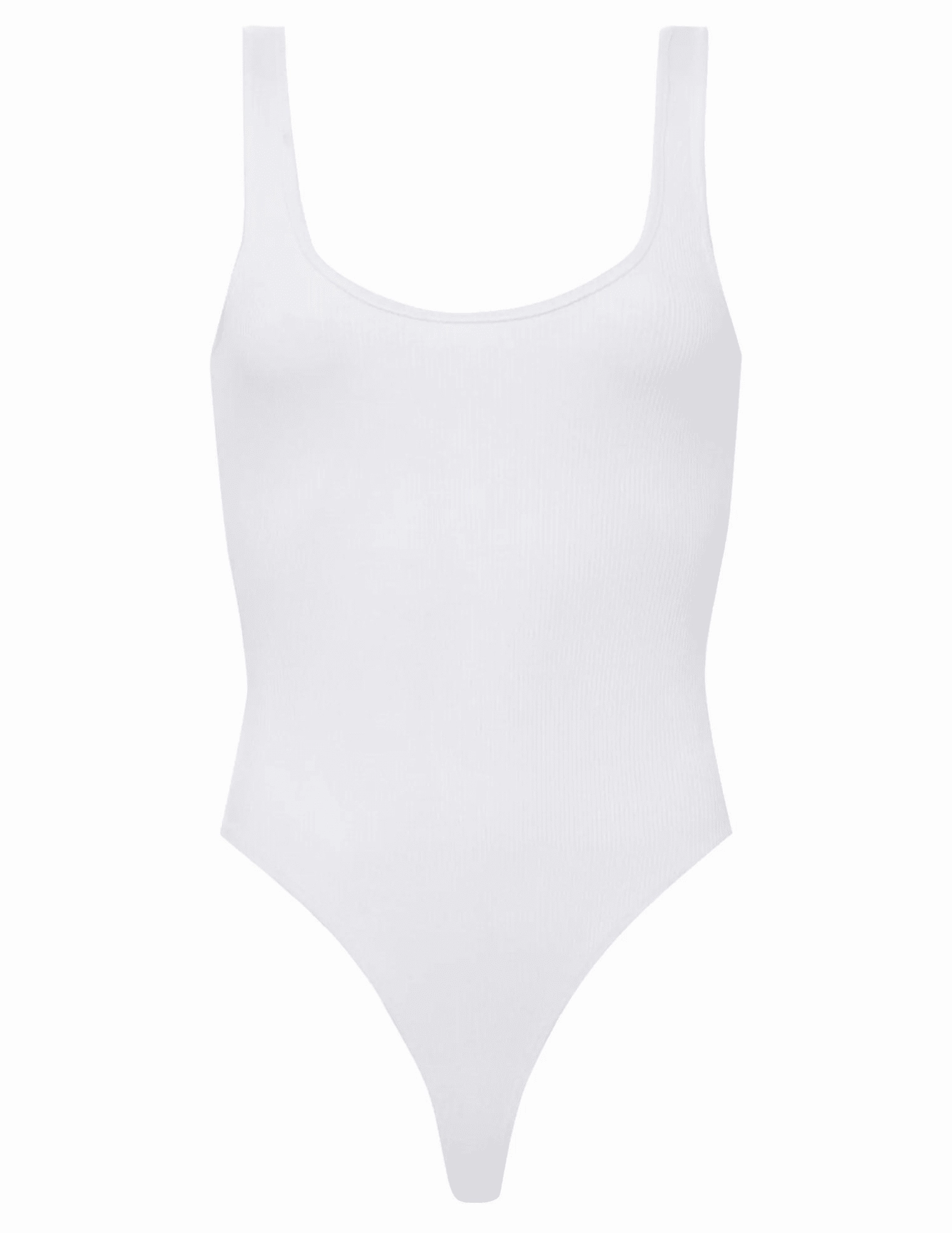L'AGENCE Nica Scoop Neck Bodysuit in White Active Comfort Fit Easy Care