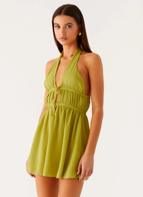 Timeless Look Daily Favorite Dione Halter Mini Dress - Citrus