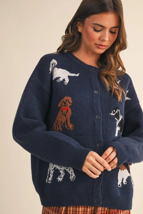 Dog Cardigan - Navy Luxe Wear