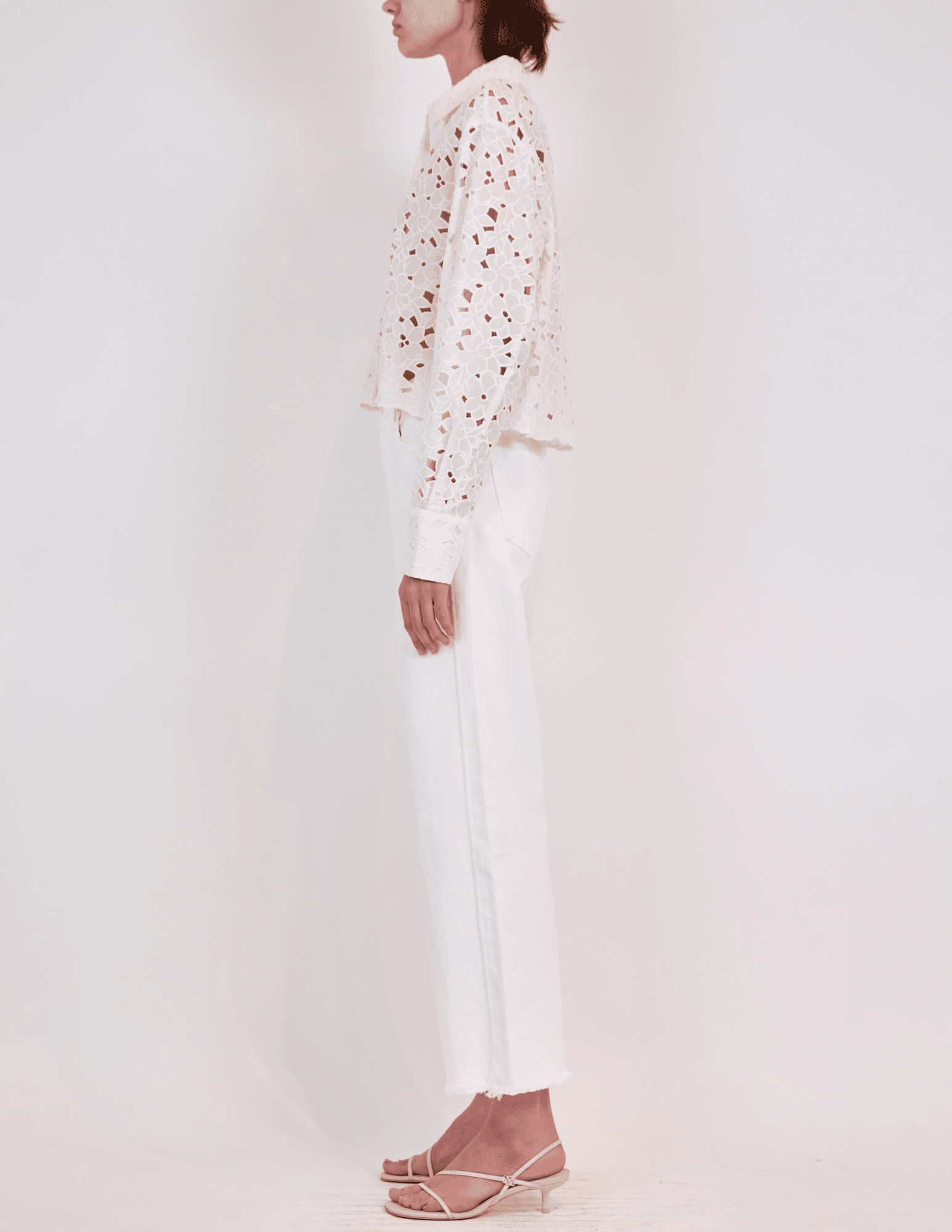 Simkhai Penelope Eyelet Long Sleeve Blouse Chilly Comfort Ventilated Mesh Lining