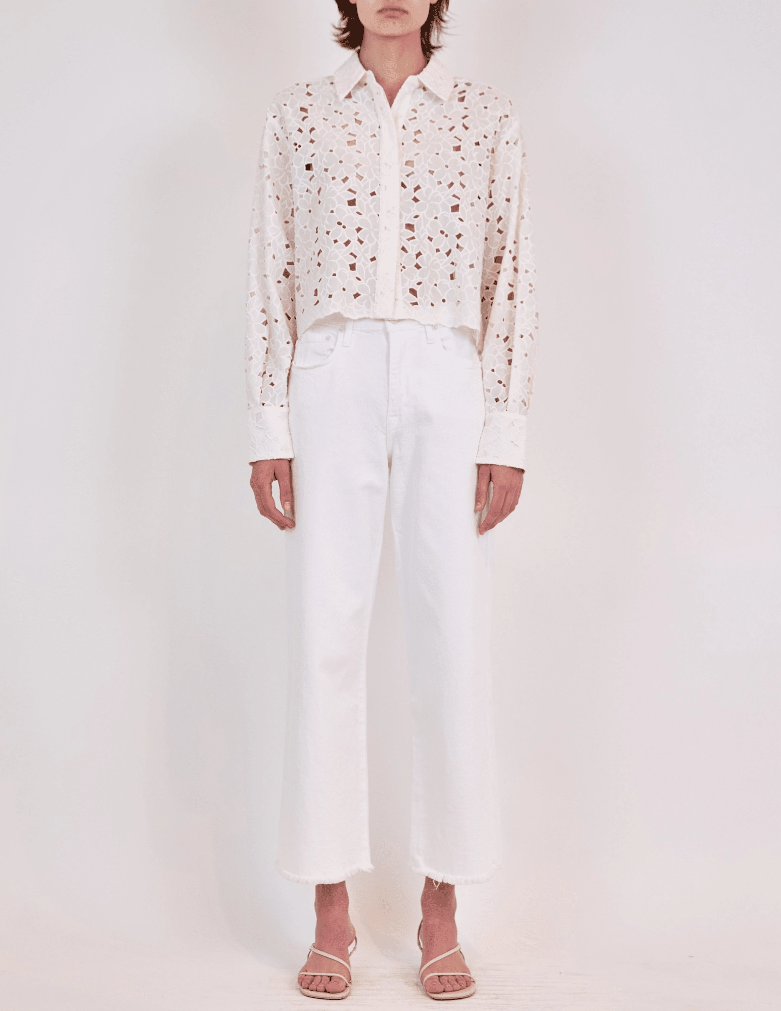 Fashionable Appeal ReflectiveTrim Simkhai Penelope Eyelet Long Sleeve Blouse