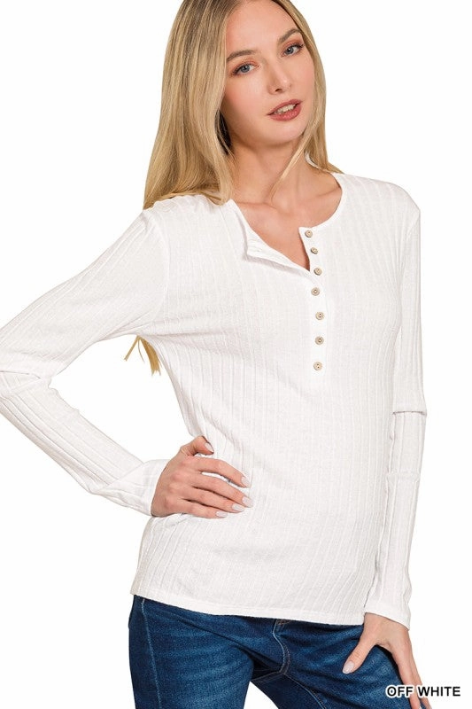 Lilah Ribbed Long Sleeve Button Down Top Teenager fashion Essential Fashion