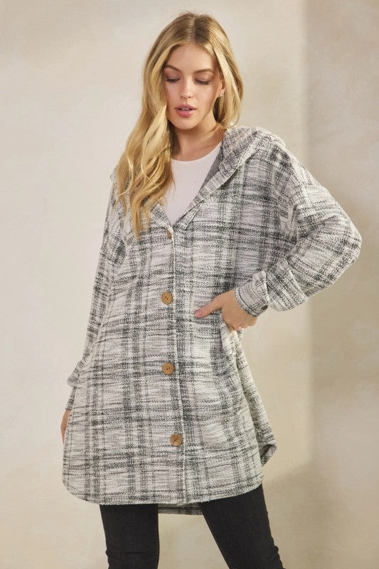 Lillian Boucle Hoodie Cardigan Minimalist Style