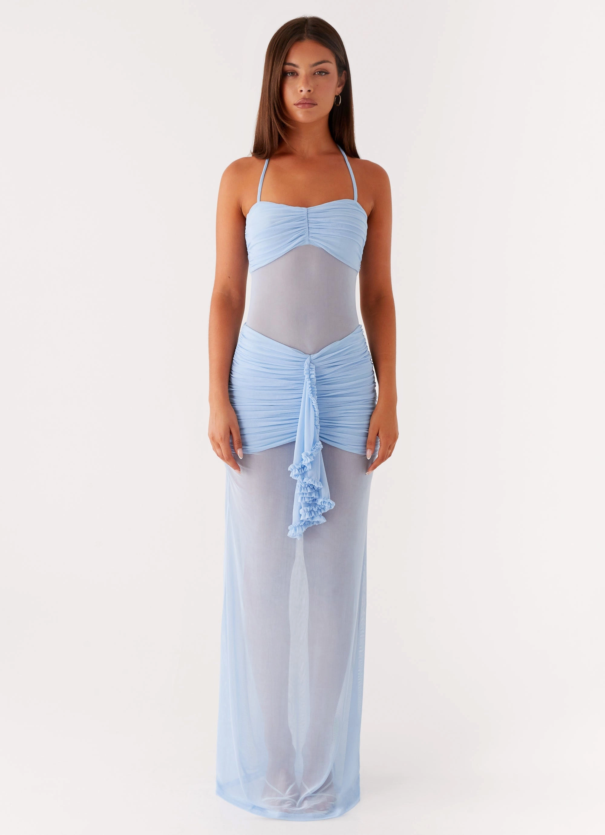 Lightweight-Comfort Lily Halter Maxi Dress - Blue