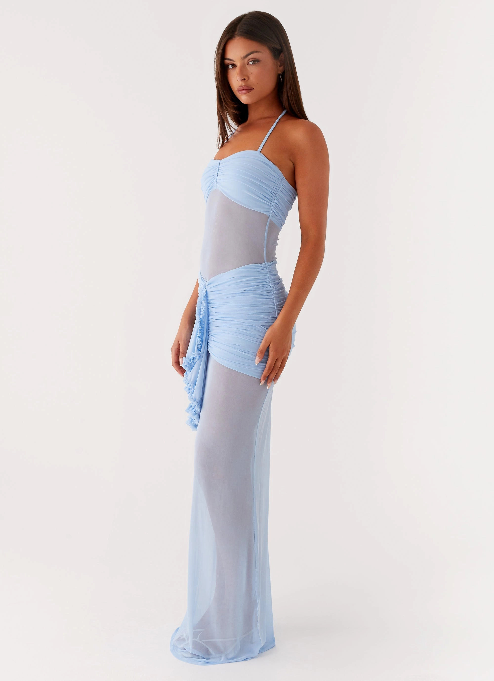 Unique Print Lily Halter Maxi Dress - Blue
