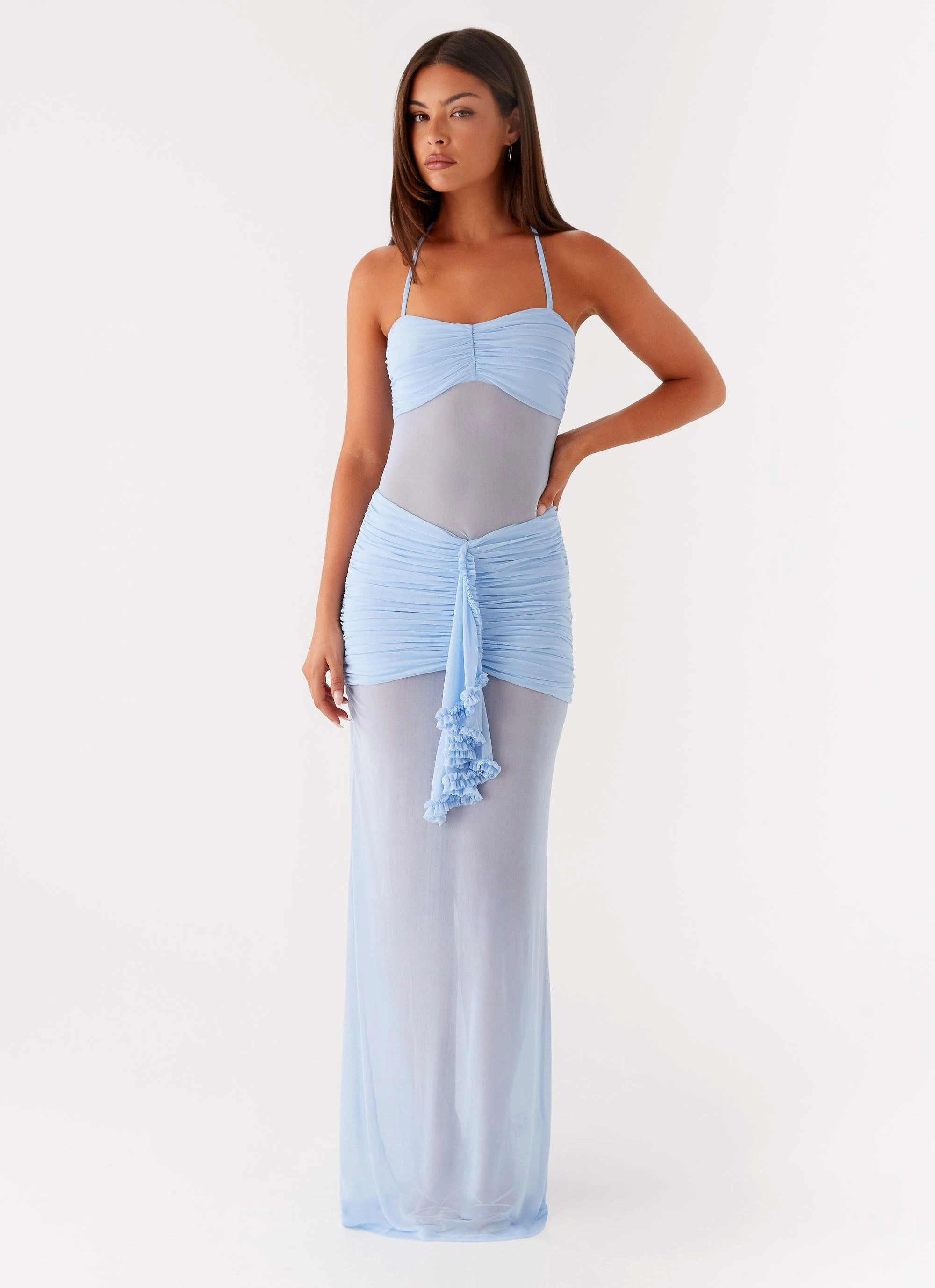 Gentle Motion Lily Halter Maxi Dress - Blue