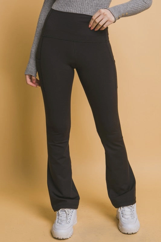 Lily High- Waisted Flared Leggings With Side Pockets Non Irritating Tags