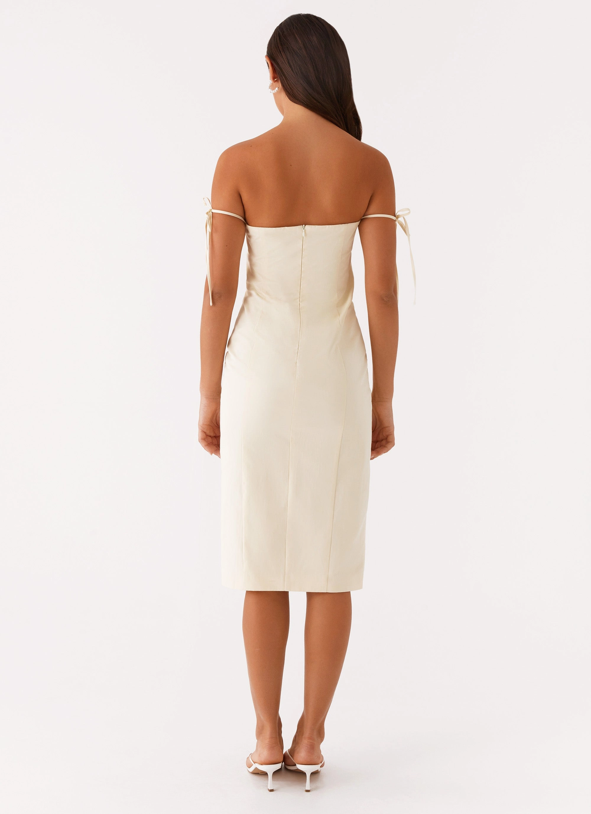 Limelight Midi Dress - Lemon Clean Drape Modern Edge