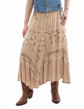 Stretch Comfort Feminine Charm Scully Womens Adorned Multi Panels Sand 100% Rayon Skirt