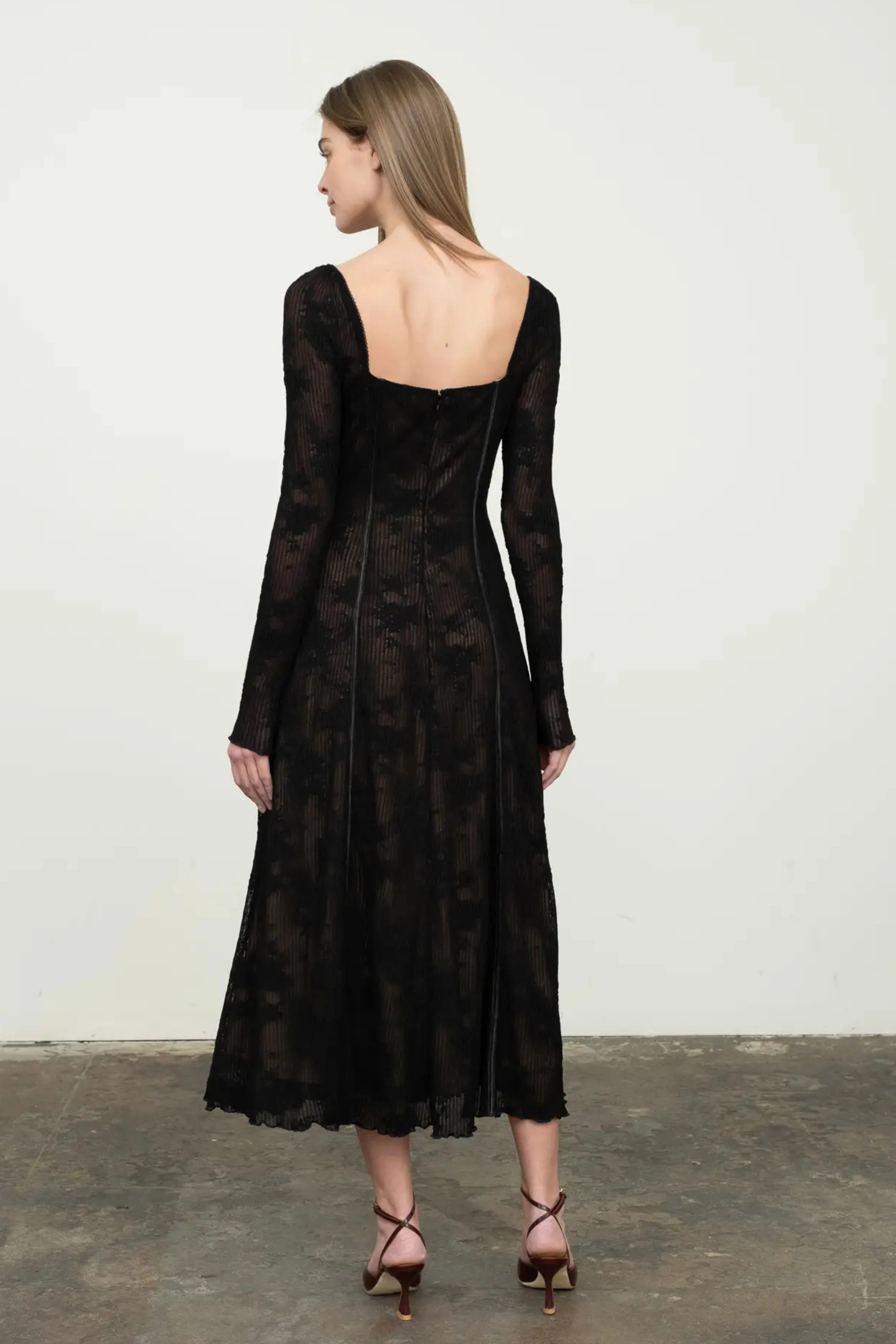 Ethereal Love Midi Dress Self Fabric Tie LowProfileZipperSystem