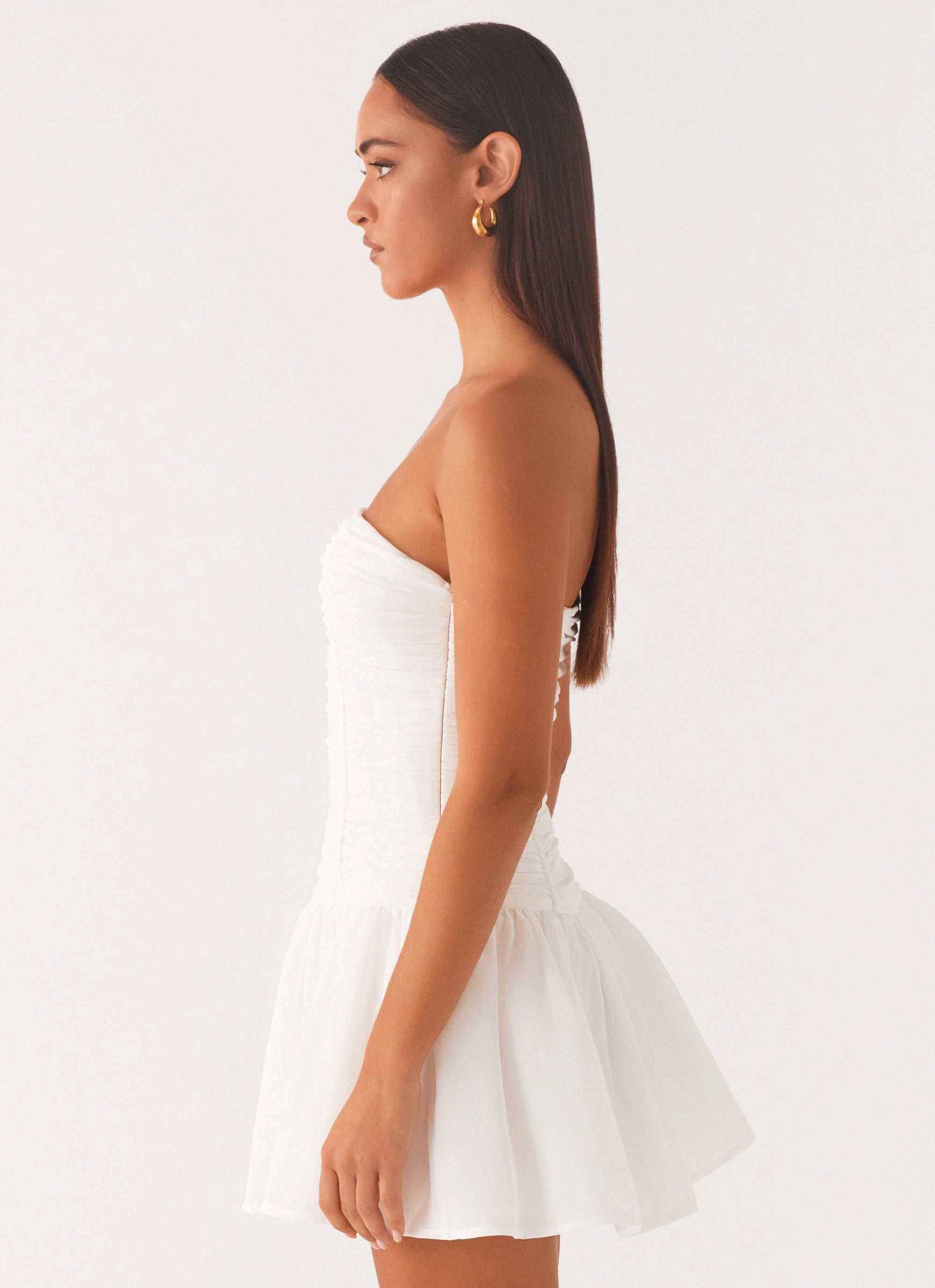 Weekend Fresh Velvet-Sleeve Meadow Dreams Mini Dress - White