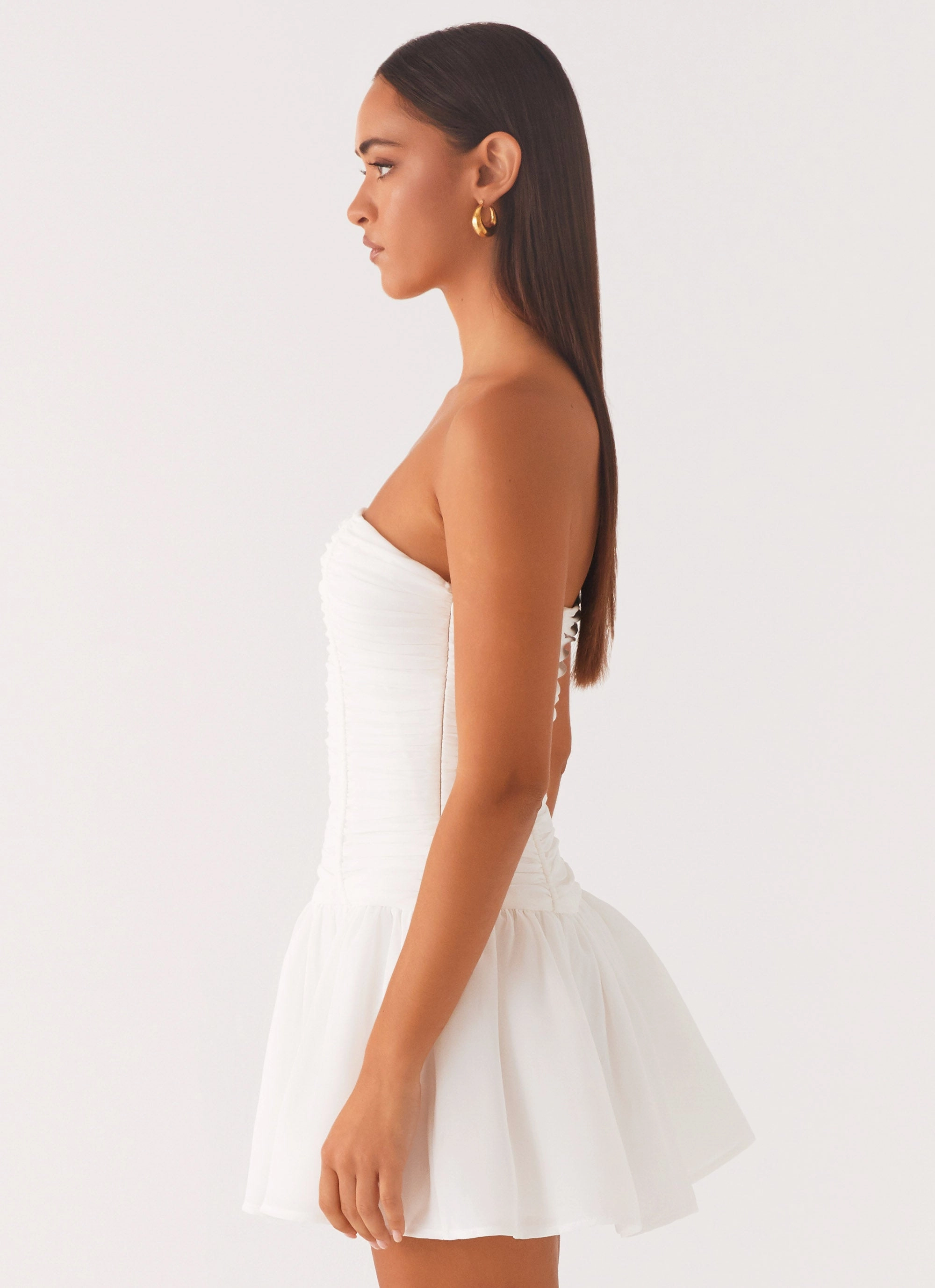 Meadow Dreams Mini Dress - White Floral Swing