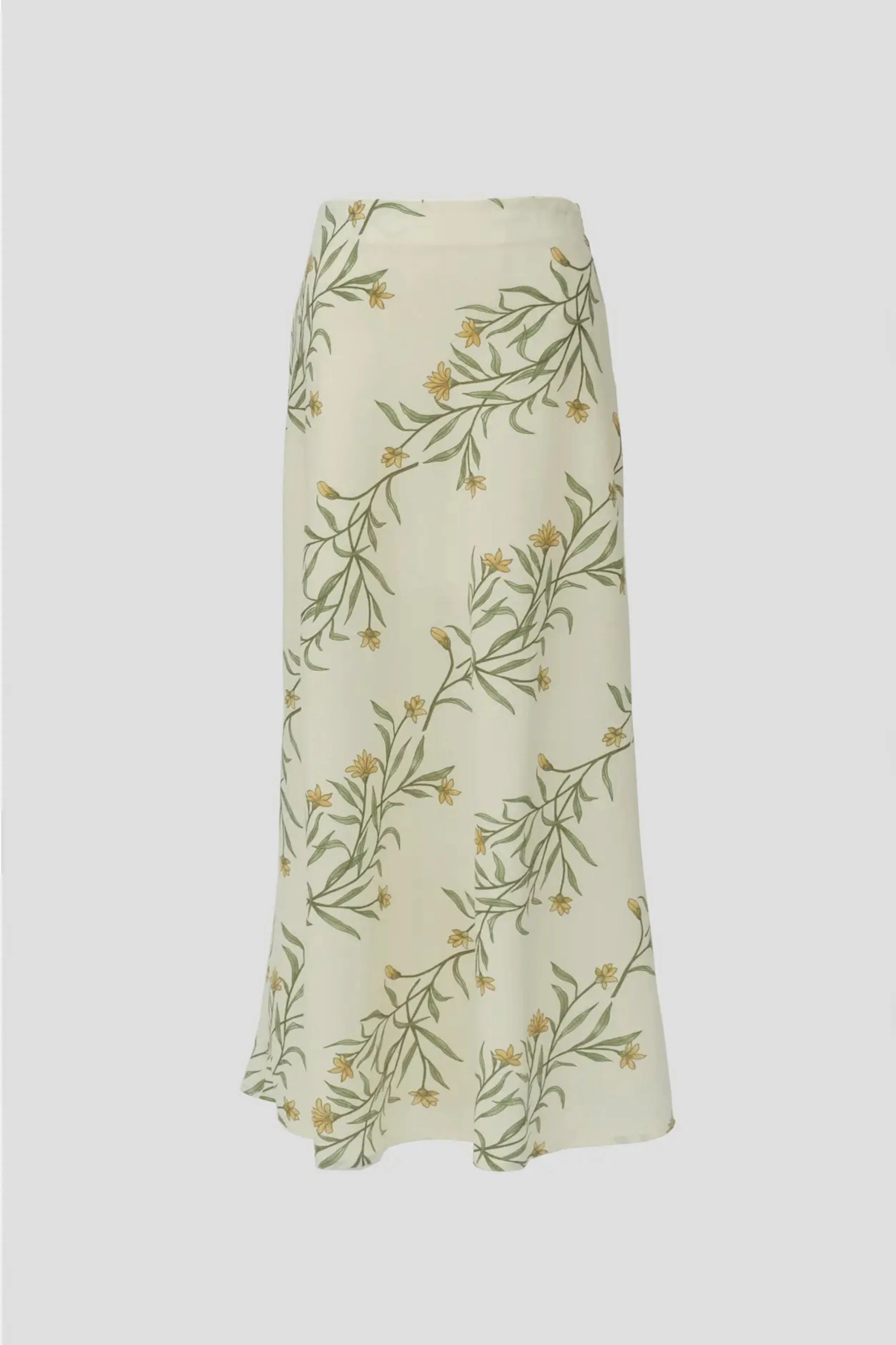 SweatGuard Lining Versatile Layering Piece Linen Floral Print Maxi Skirt