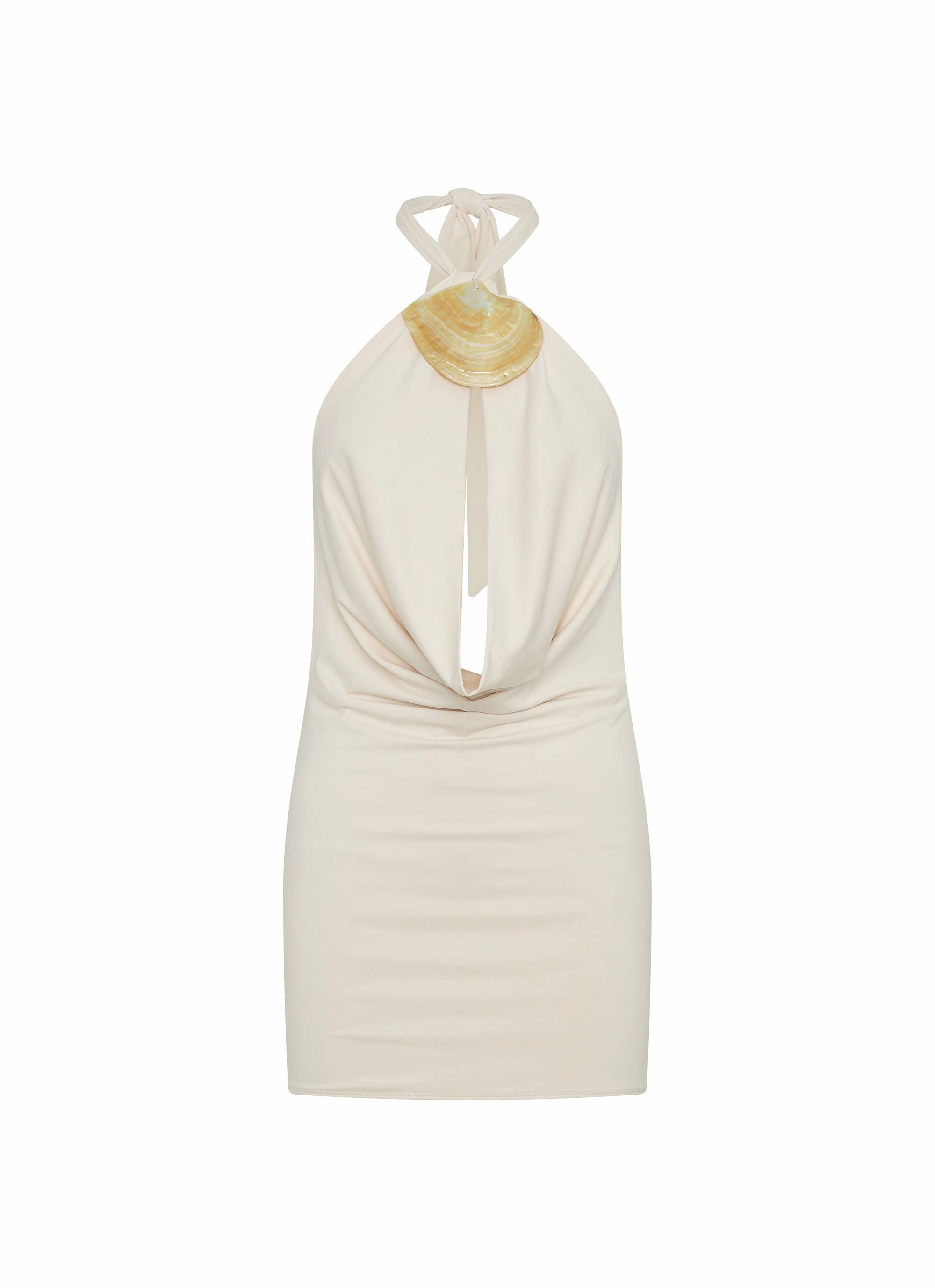 Liora Mini Dress - Ivory Gathered-Detail