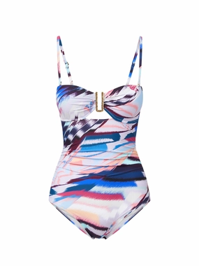 Lisa One Piece Mosaic Multifunctional Zipper Closure Poolside-Chic