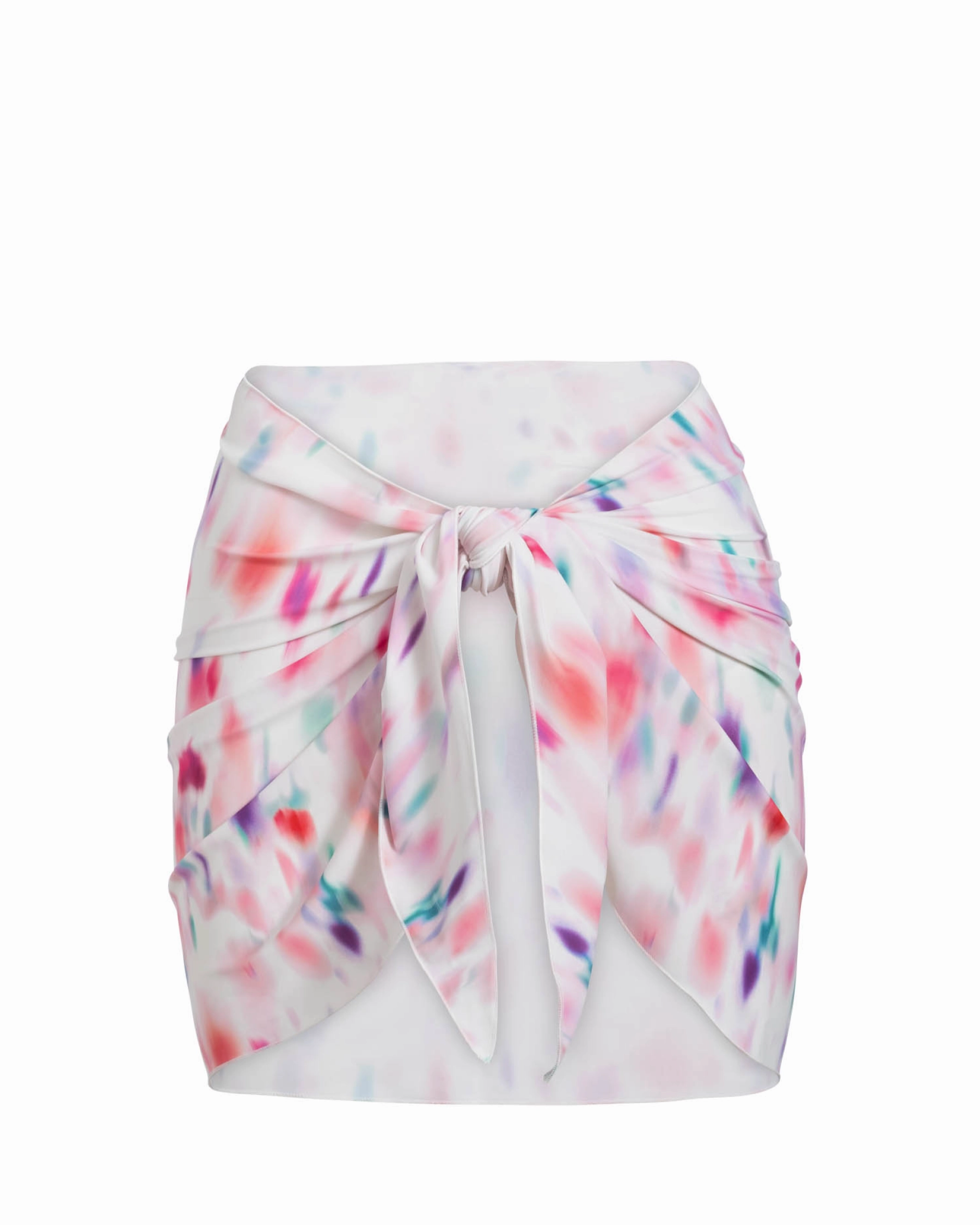 Double Layered Stitching Chic-Appeal Liv Sarong In Hazy Ikat Ivory