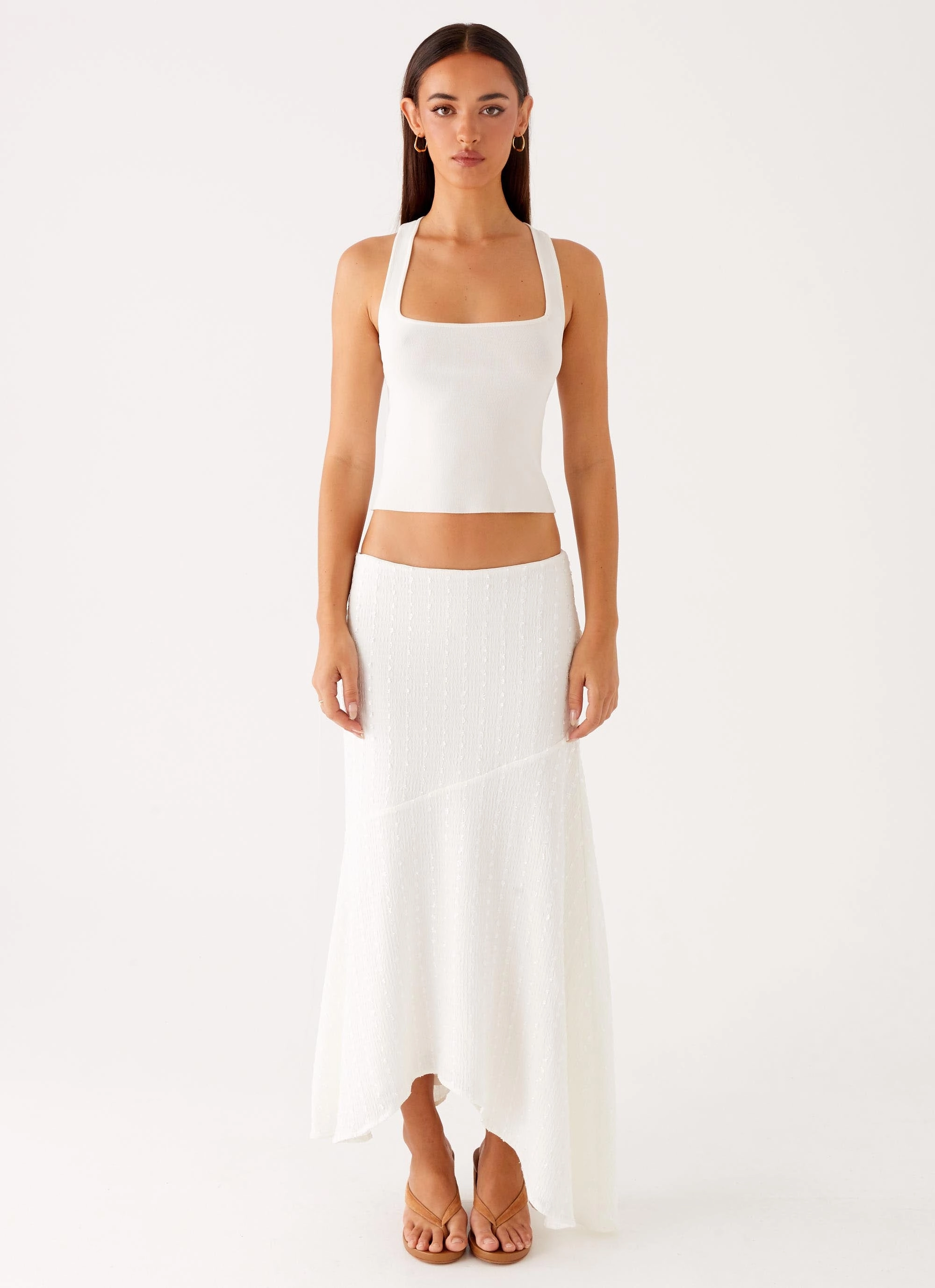 Johanna Knit Top - White Breathable mesh panel