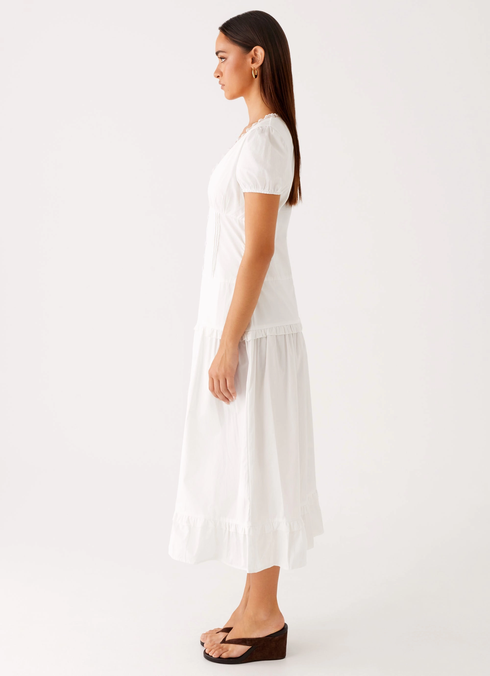 London Midi Dress - White Indoor Event Elegant Finish