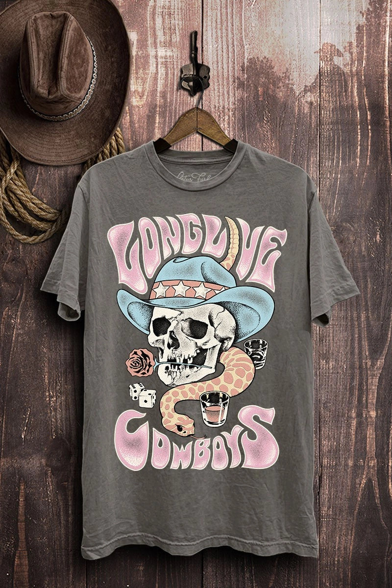 Long Live Cowboys Graphic Tee ThermalLining Microfiber texture
