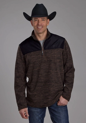 Soft Texture Moisture Managing Layer Roper Mens 2253 Heathered Brown 100% Polyester Fleece Jacket