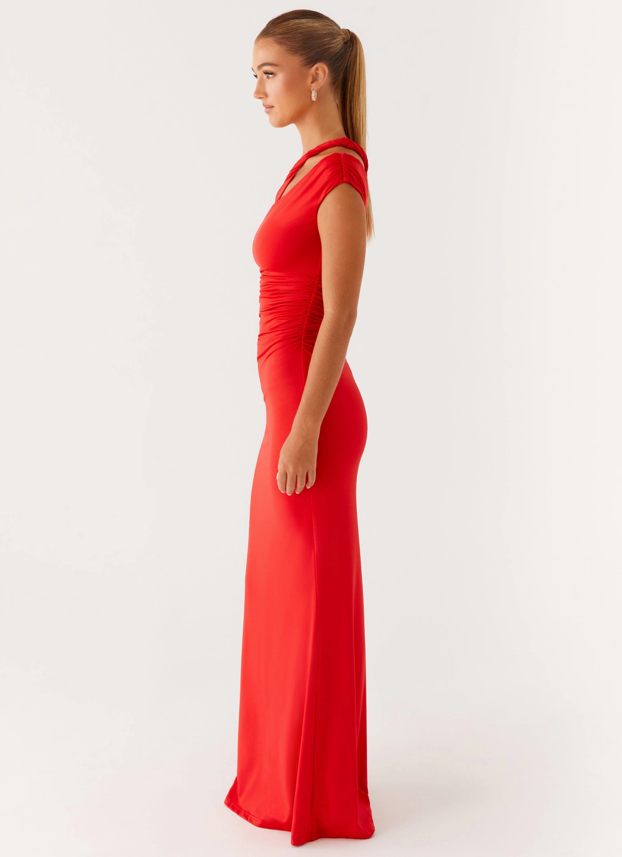 Lopez Maxi Dress - Tangerine Bodycon Fit Chilly Weather Wear