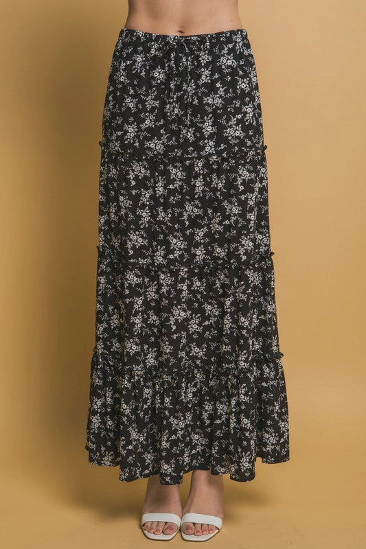 Lorelei Floral Printed Maxi Skirt Reinforced Hems