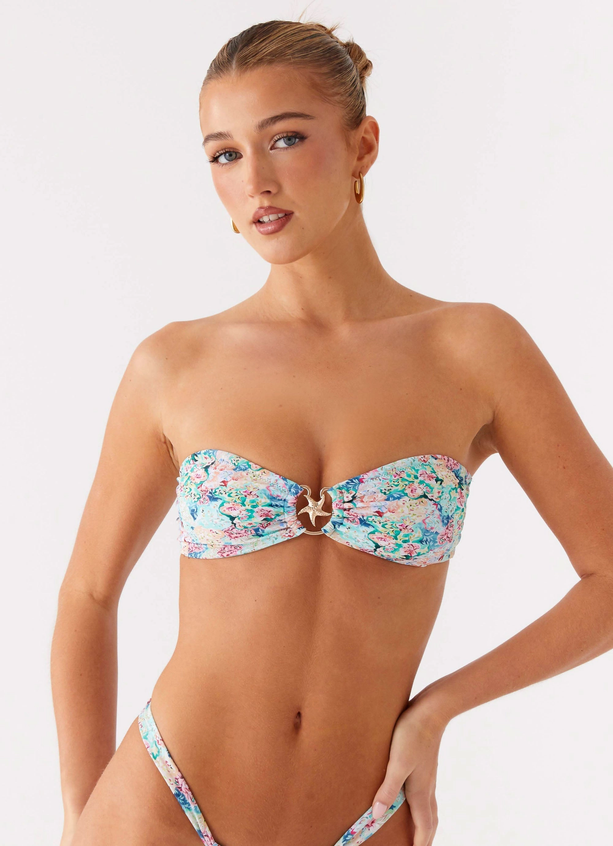 Lory Strapless Bikini Top - Santorini Floral Holiday Adventure