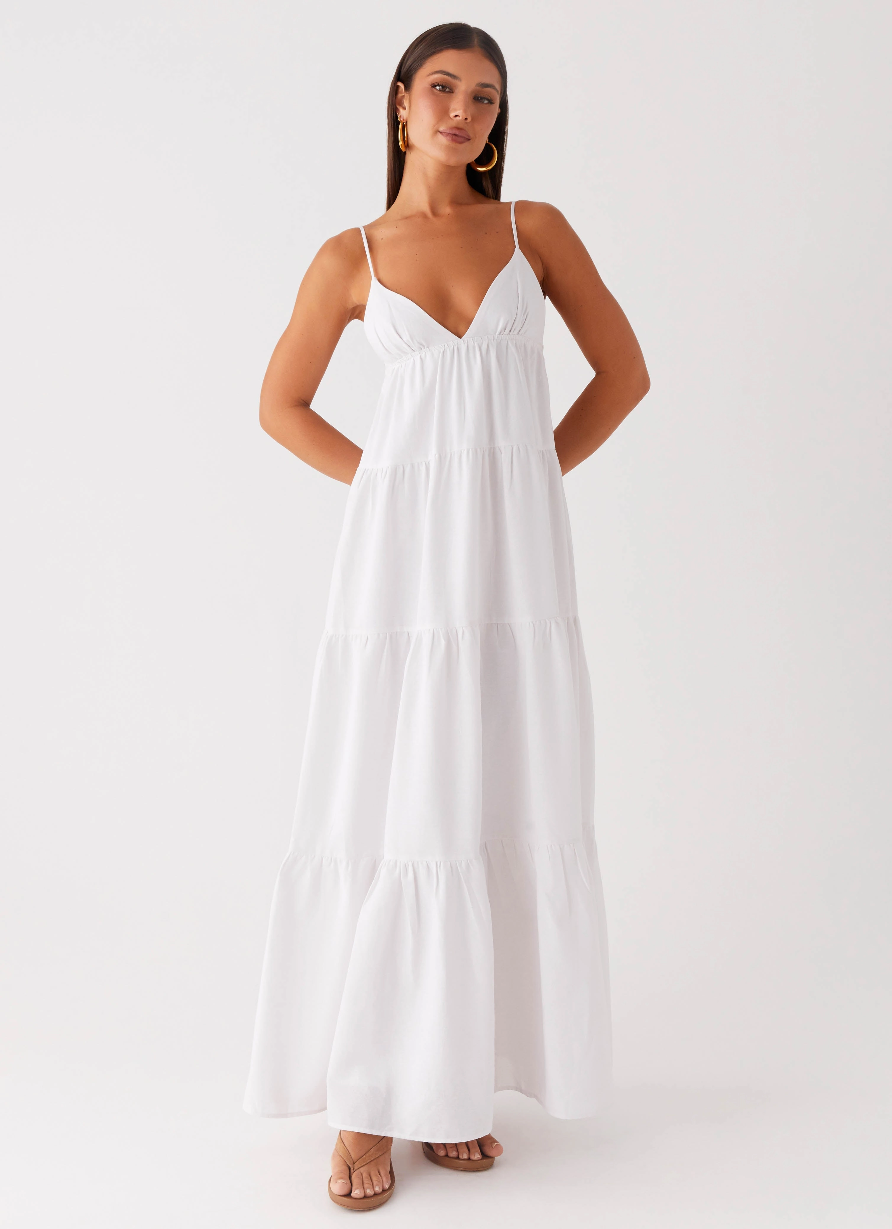 Lotty Linen Maxi Dress - White DurableStitching Limited-Edition