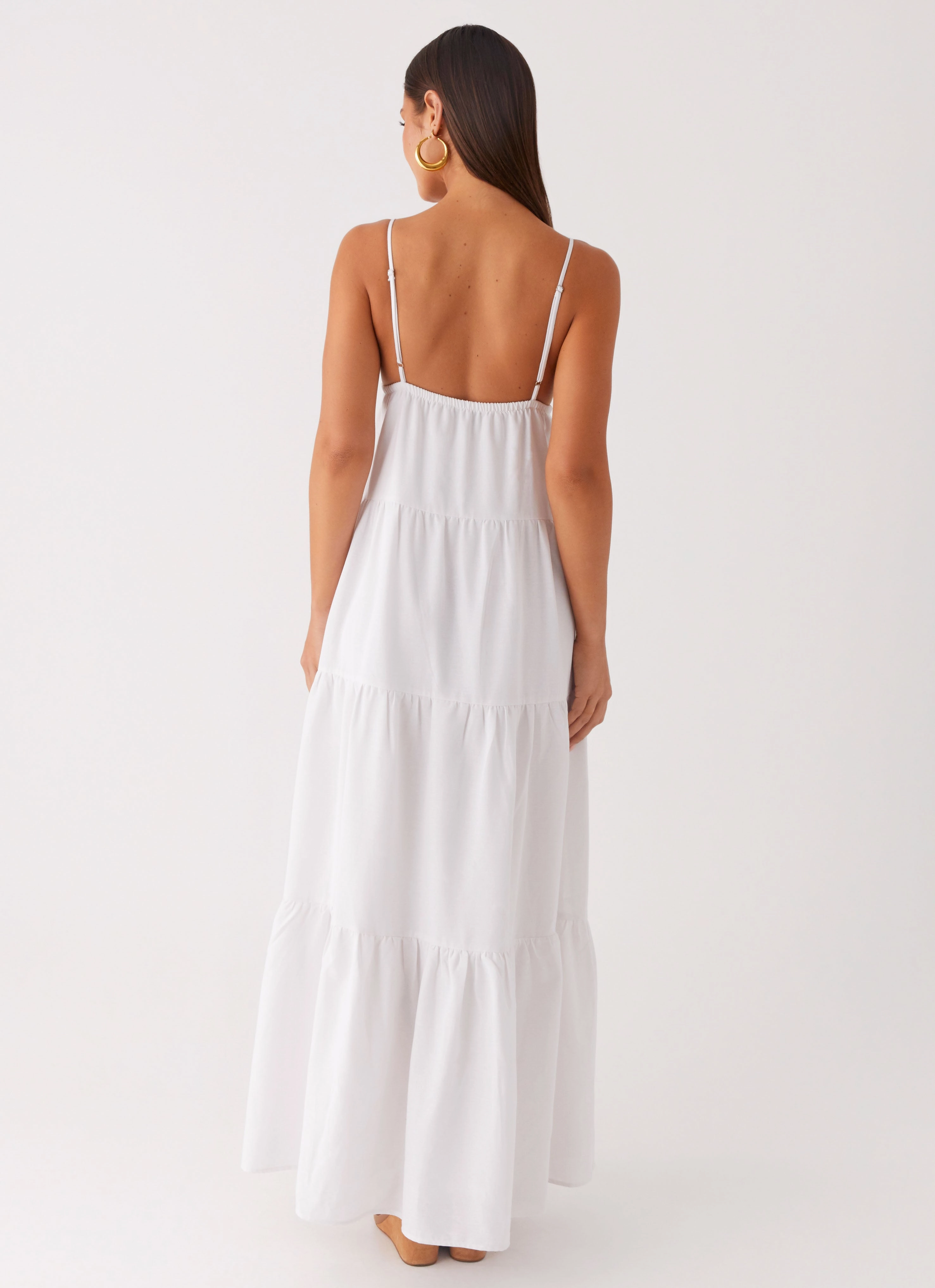 Lotty Linen Maxi Dress - White Pure Elegance Cool Draping