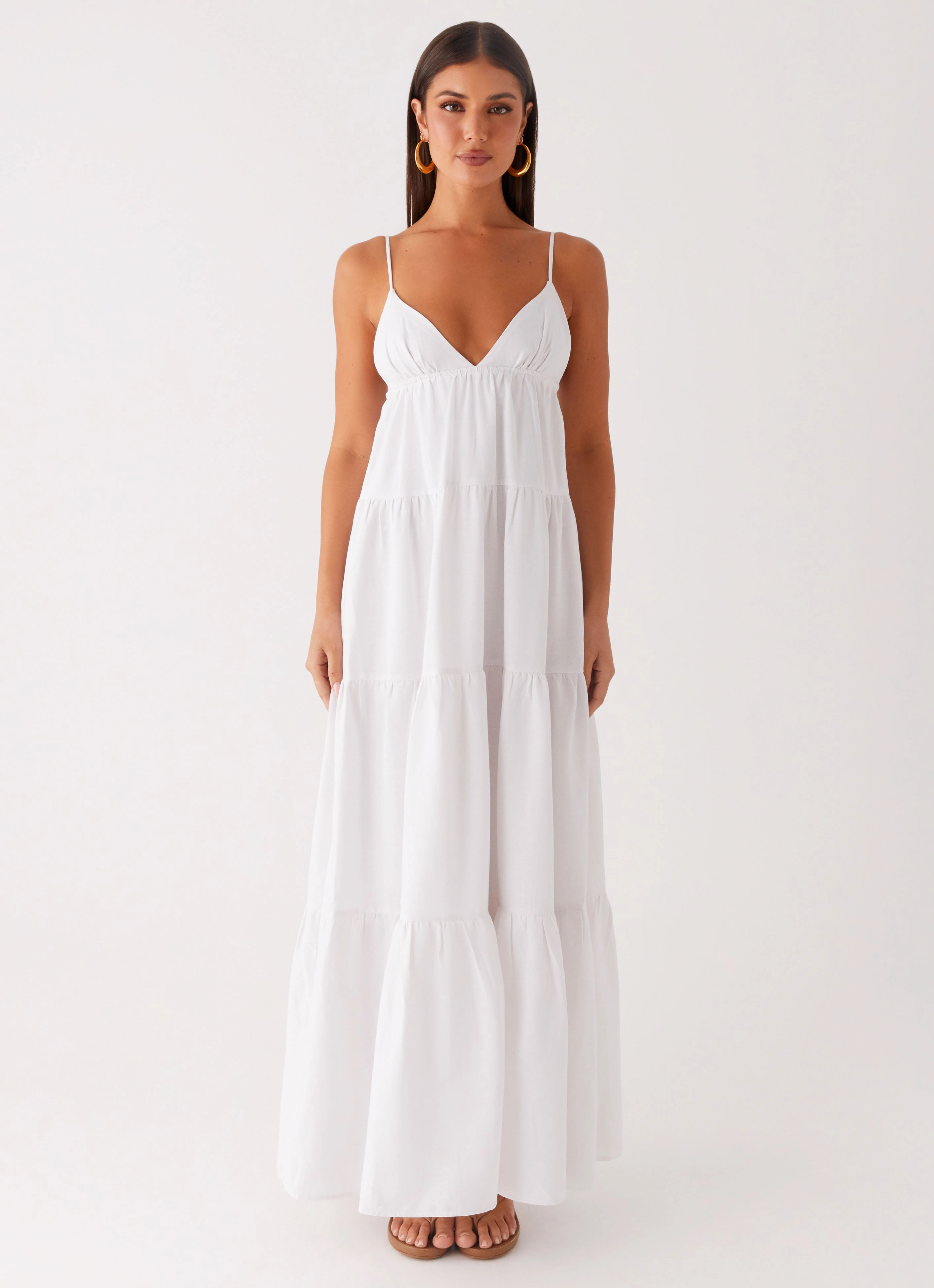 Fresh Look Lotty Linen Maxi Dress - White