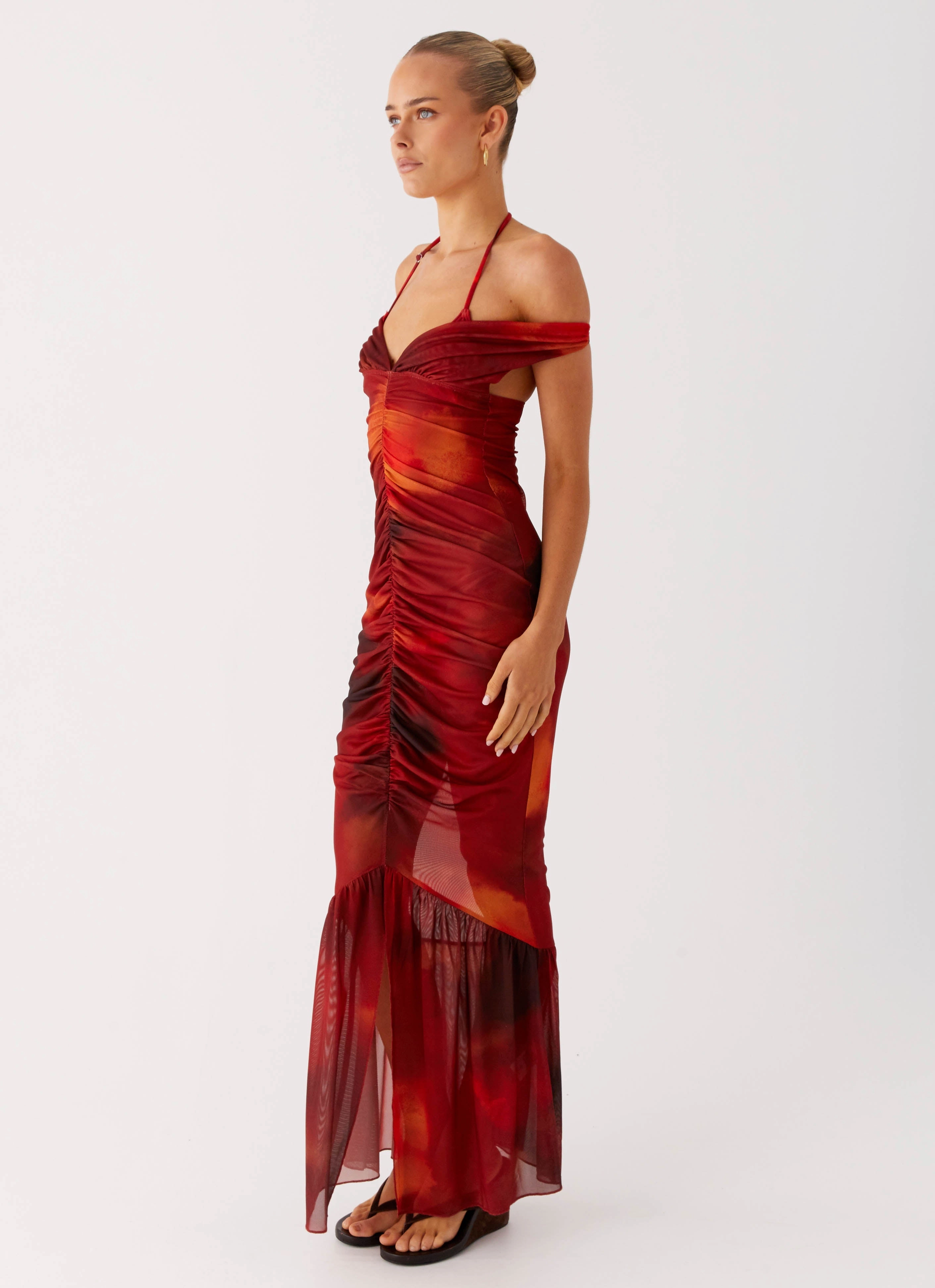 Love Me Not Maxi Dress - Scarlet Blur Elegant formal outfit Flowy Layers