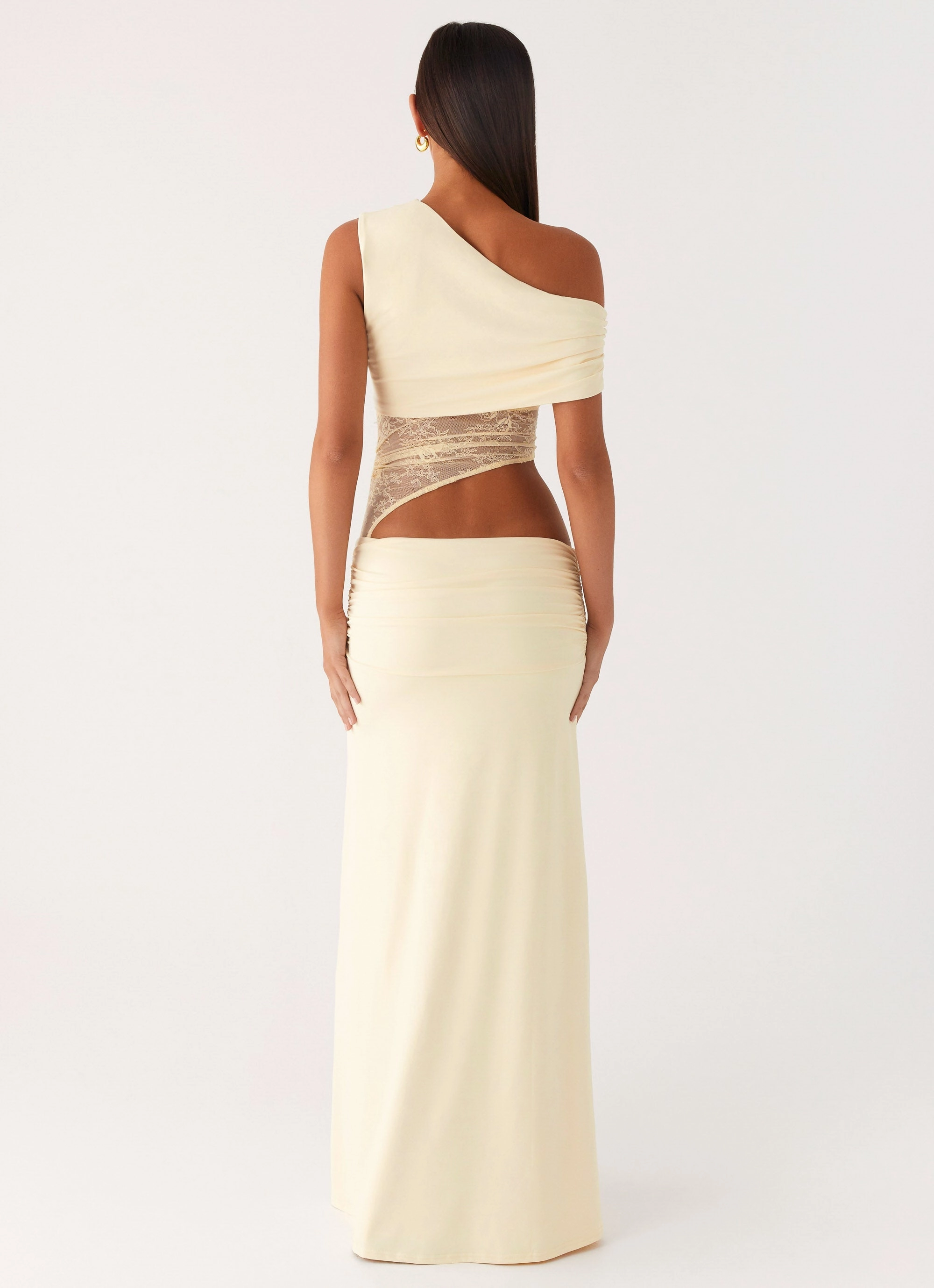 Love Motion Maxi Dress - Lemon Lace Accent