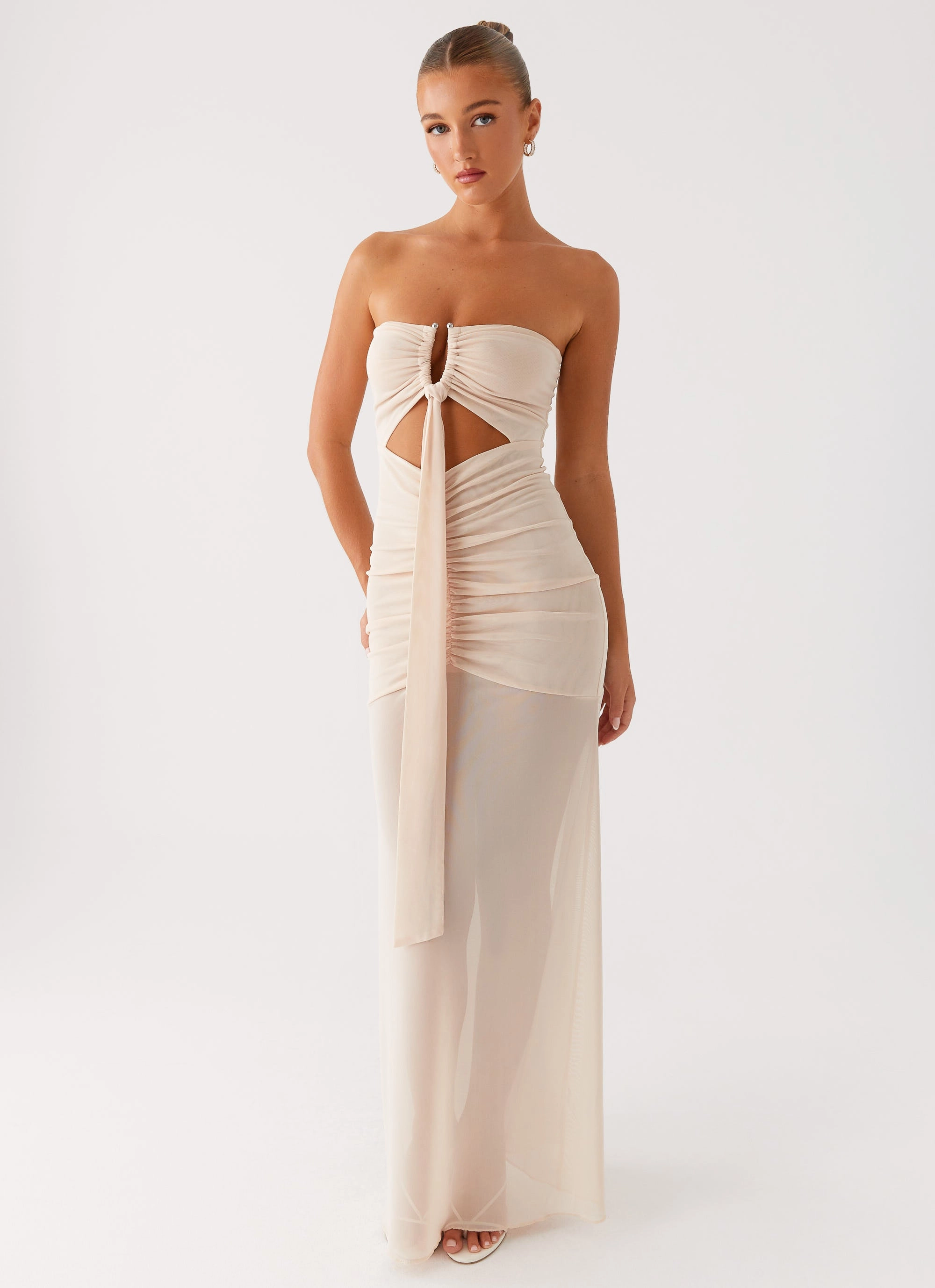Hot Now Vacation Outfit Lovie Maxi Dress - Beige