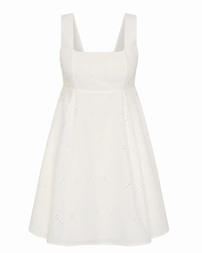 Pop Texture Lovis Mini Dress in Birgitta Broderie Anglaise White