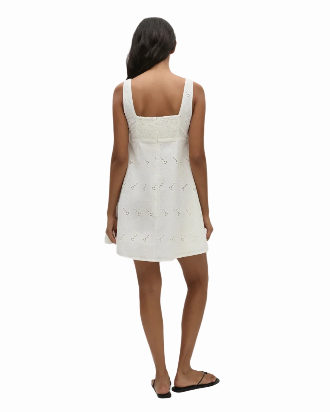 Lovis Mini Dress in Birgitta Broderie Anglaise White Sleek Texture