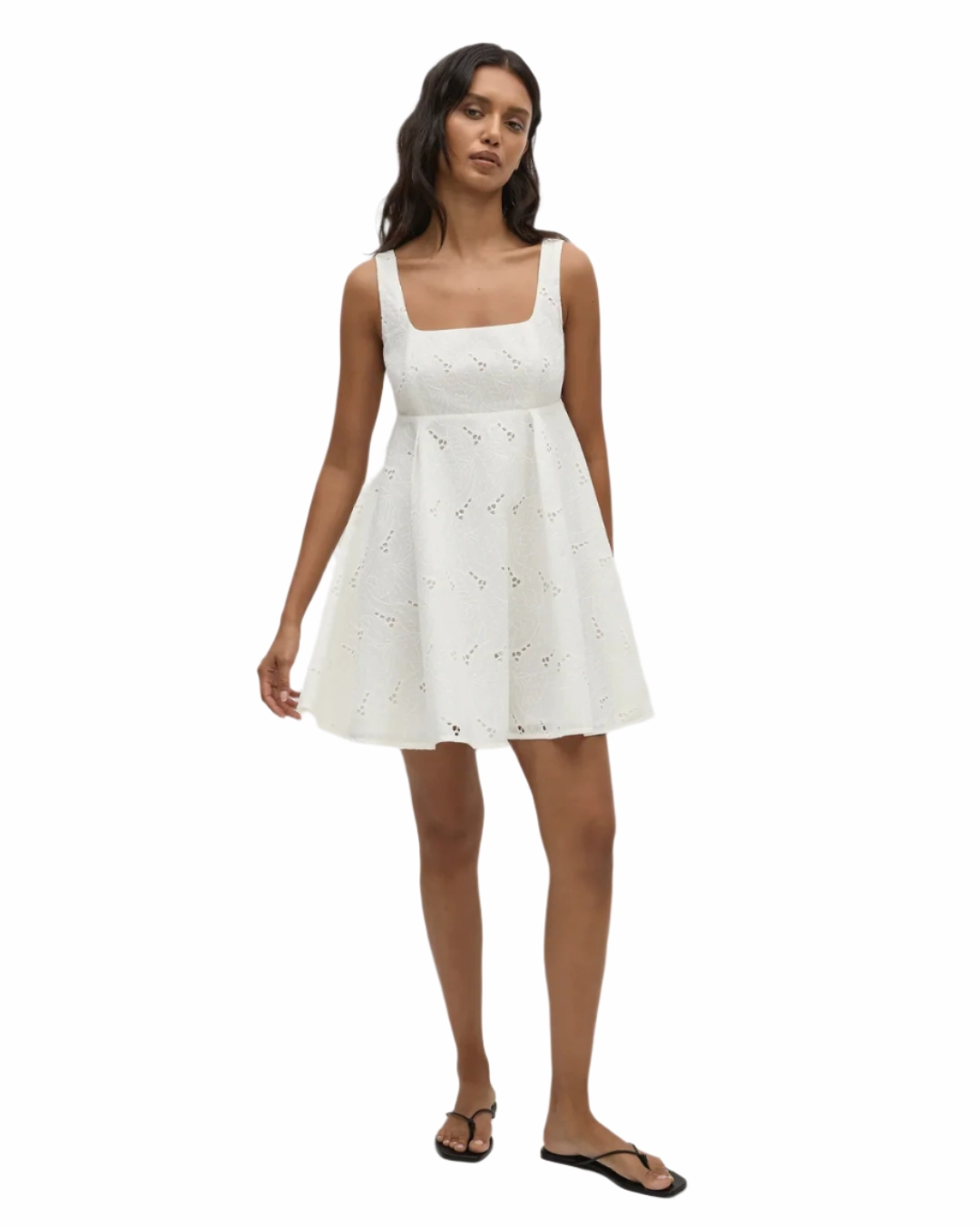 Lovis Mini Dress in Birgitta Broderie Anglaise White Warm Touch