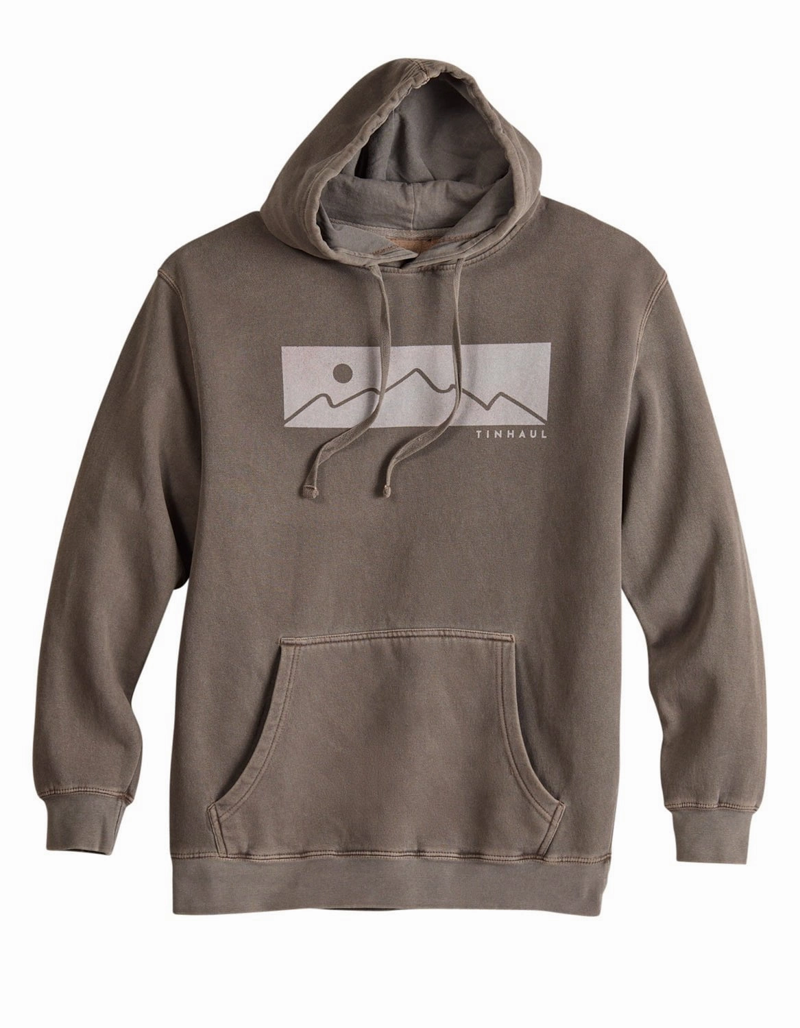 Tin Haul Mens Mountain Print Brown Cotton Blend Hoodie Weatherproof Zipper Seals
